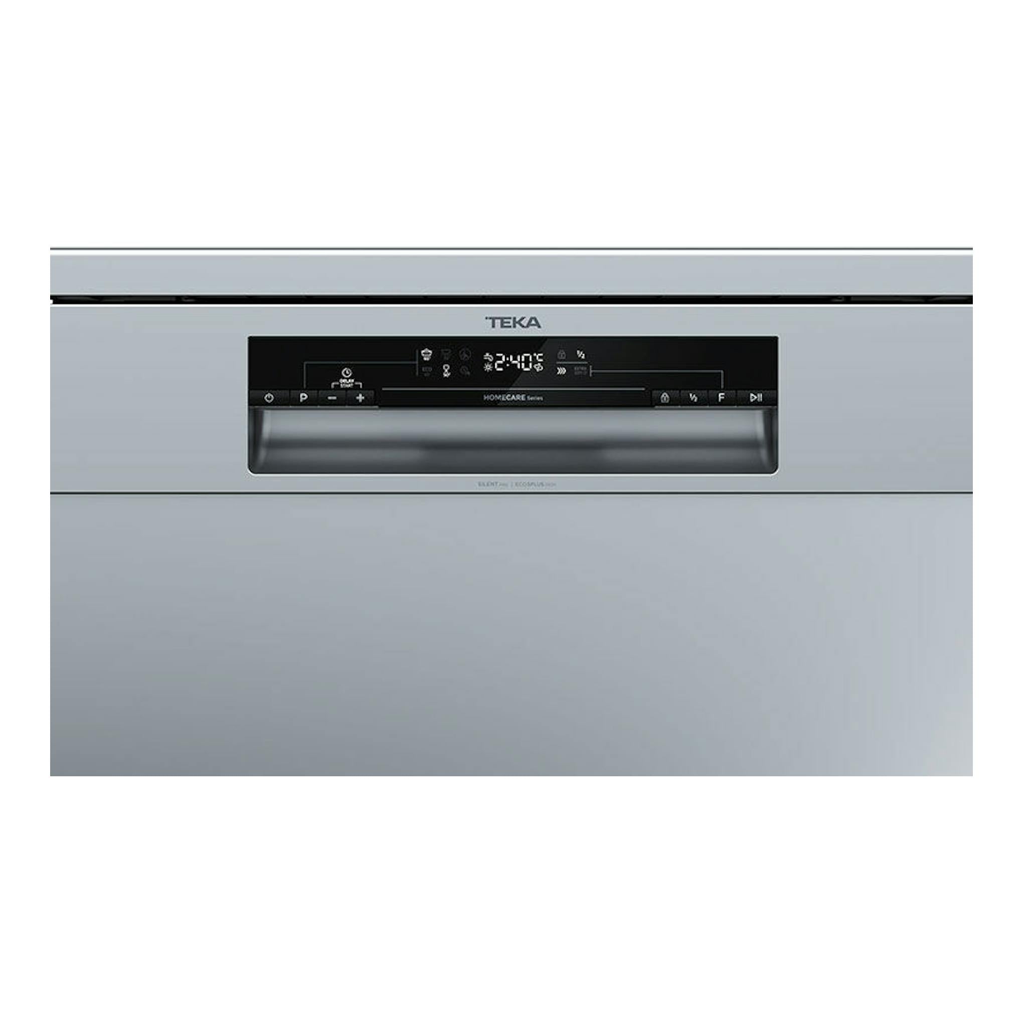 Lavavajillas integrable Teka DFS26650 SS en inox, vista frontal, con panel de control negro.