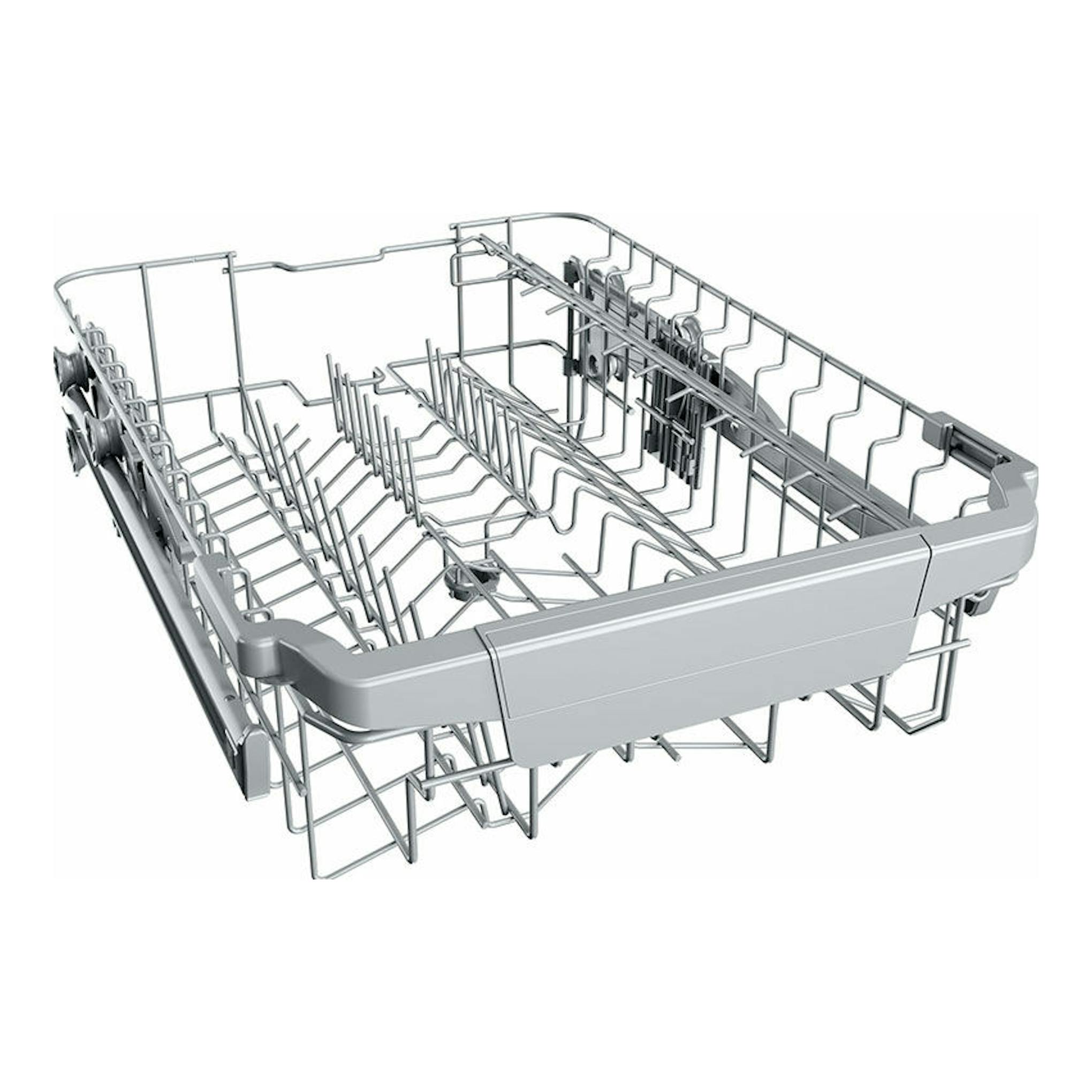 Cesta interior extraíble de lavavajillas Teka DFS74850 Inox, en acero gris, vista en perspectiva.