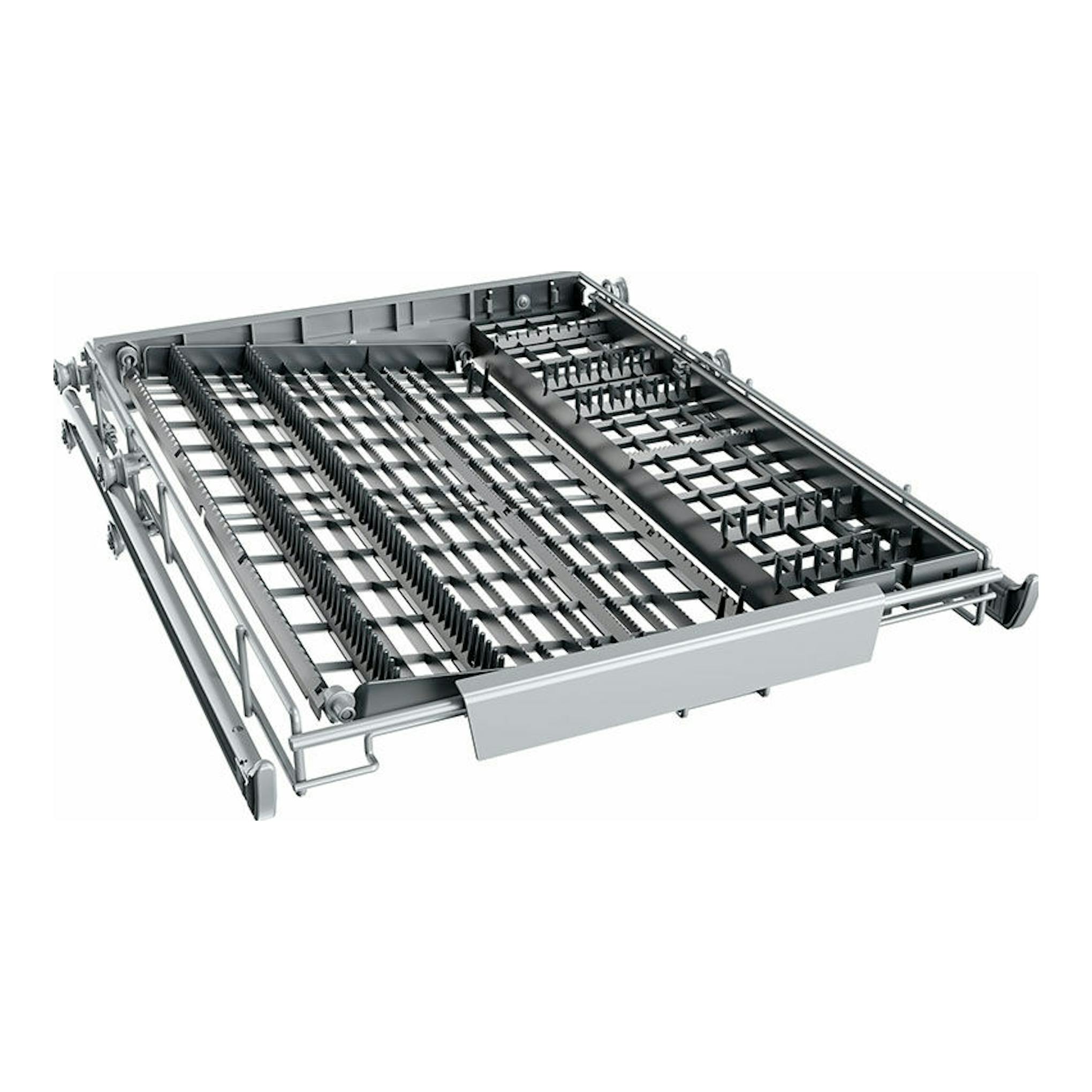 Lavavajillas Teka DFS74850 Inox, cesta extraíble en vista lateral sobre fondo blanco.
