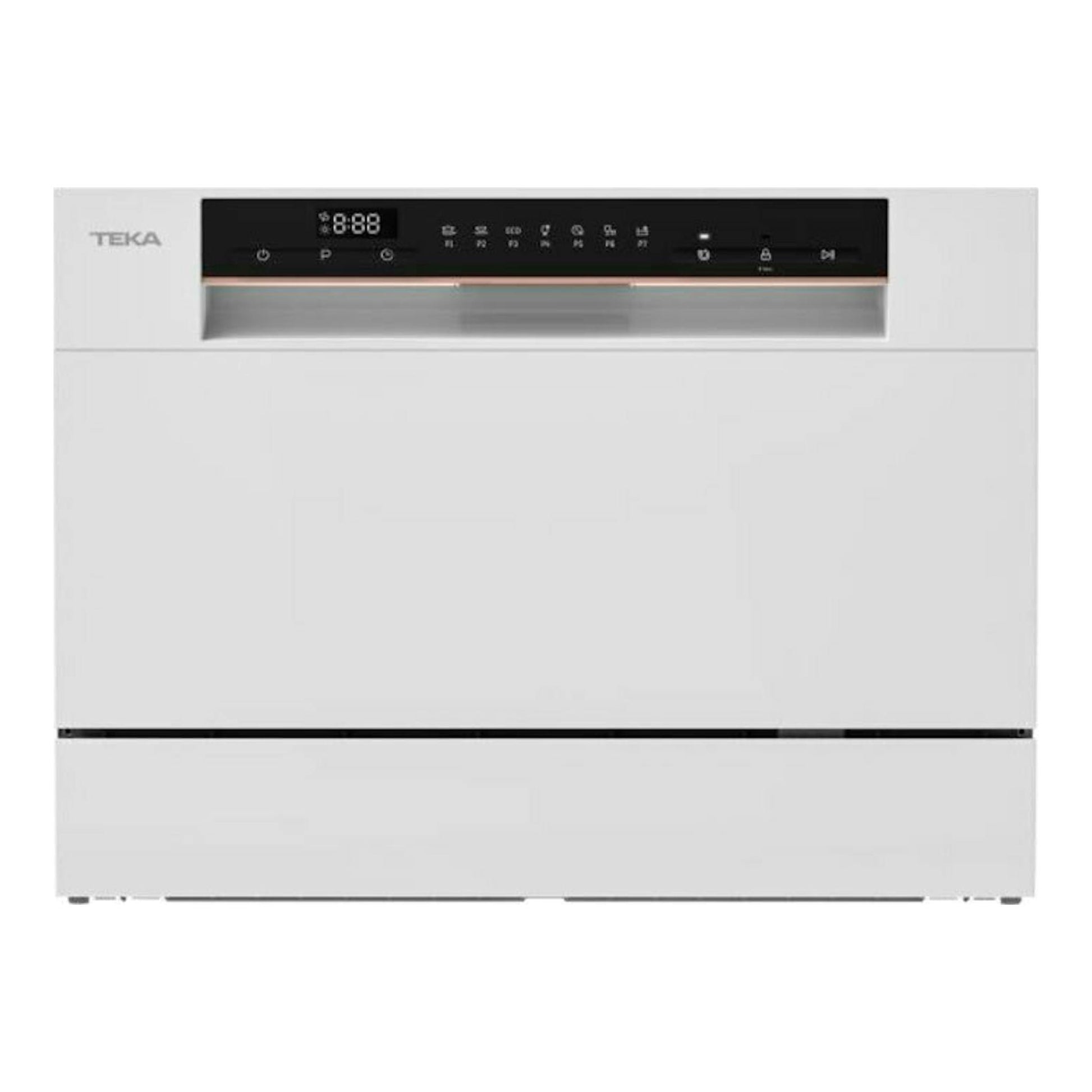 Lavavajillas Teka LC24700 blanco, vista frontal, con panel de control negro superior.