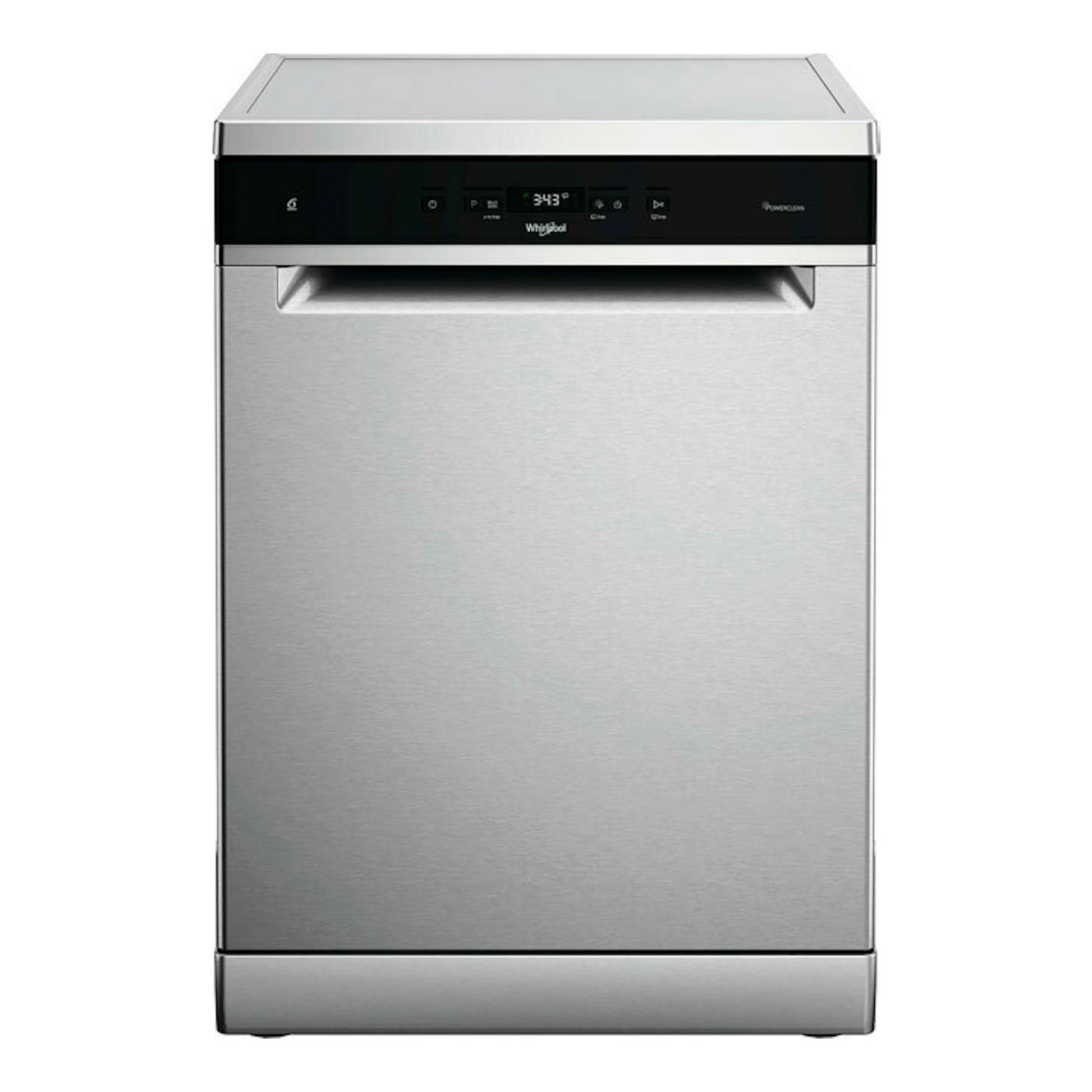 Lavavajillas Whirlpool WFC 3C42 P X de acero inoxidable, vista frontal.