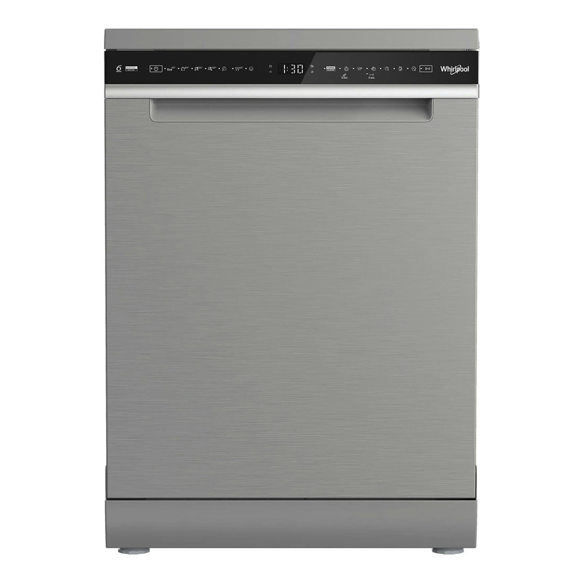 Lavavajillas Whirlpool W8F HS61X en inox, vista frontal, libre instalación.