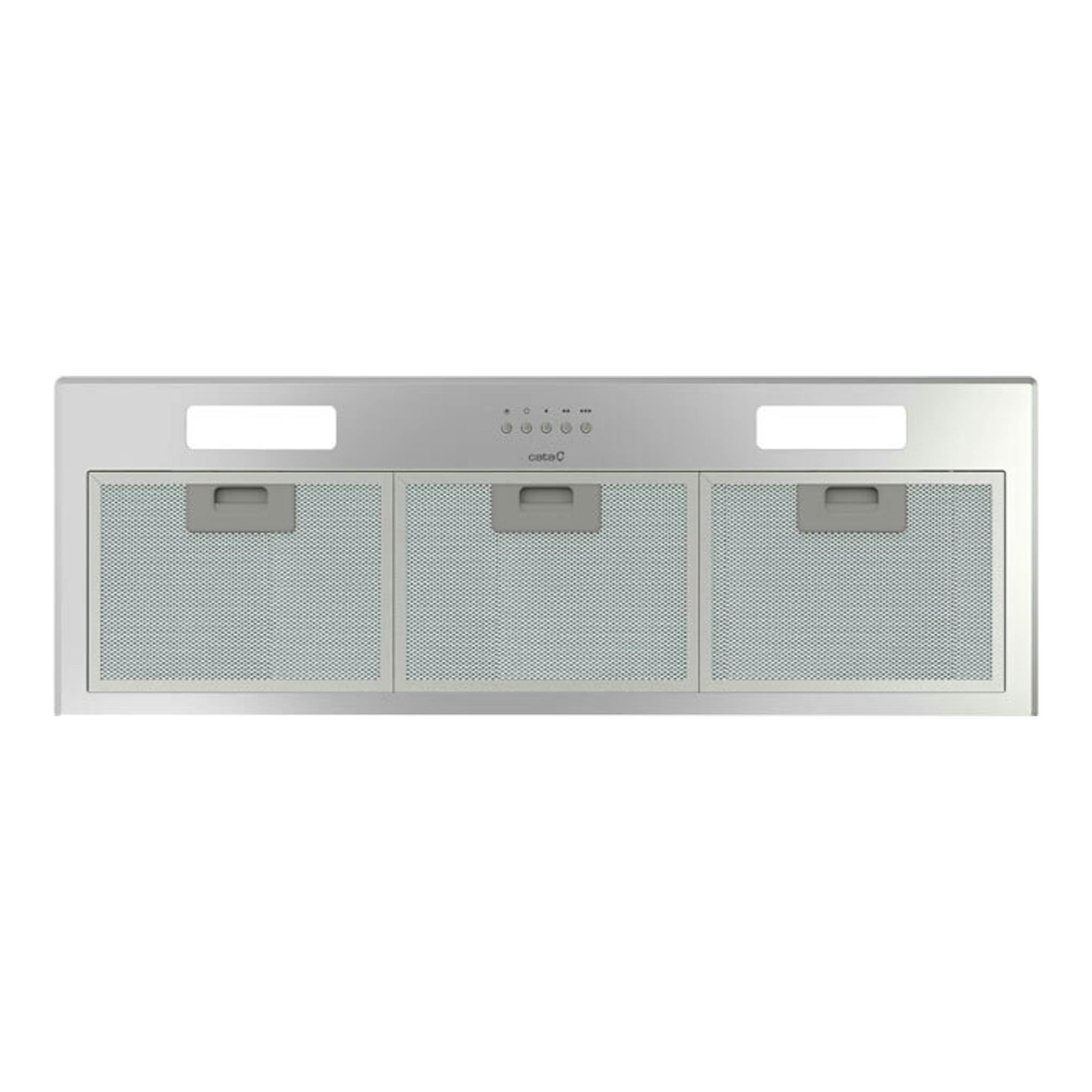 Grupo filtrante Cata GTPLUS 75 X/M en acero inoxidable, vista frontal, con tres paneles de filtro.