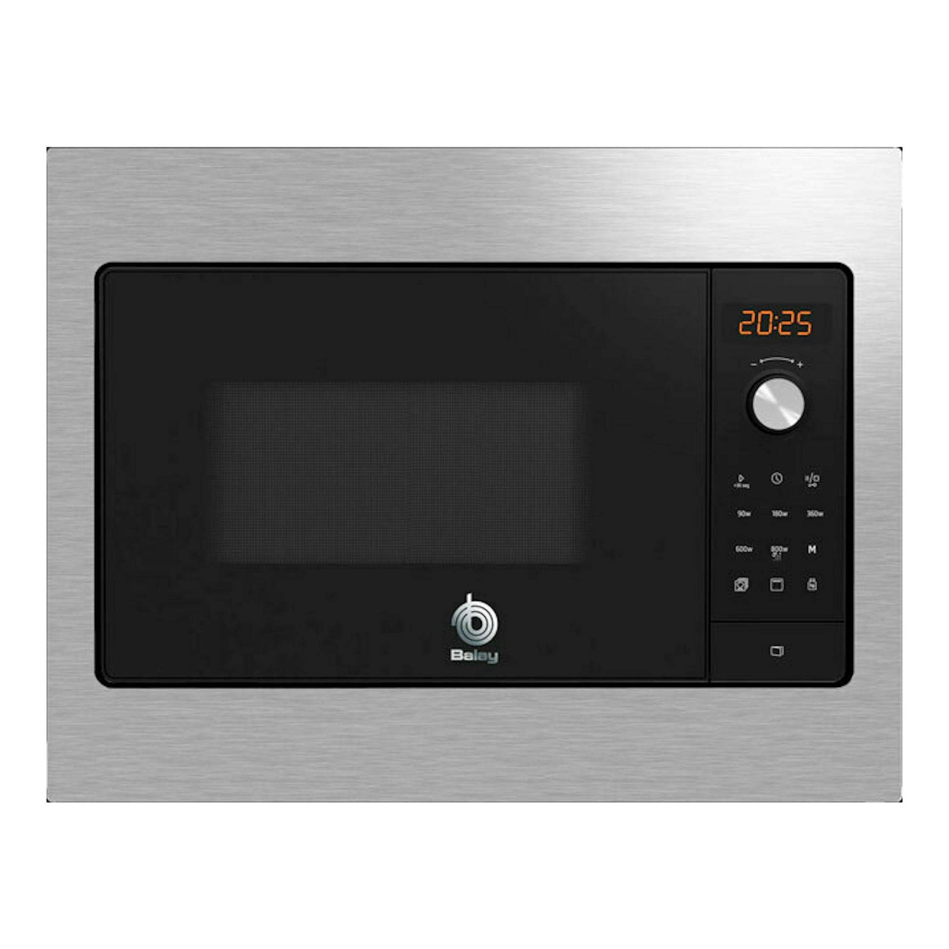 Microondas Balay 3CG5142X3 empotrado, negro con frontal inox y panel digital, vista frontal.