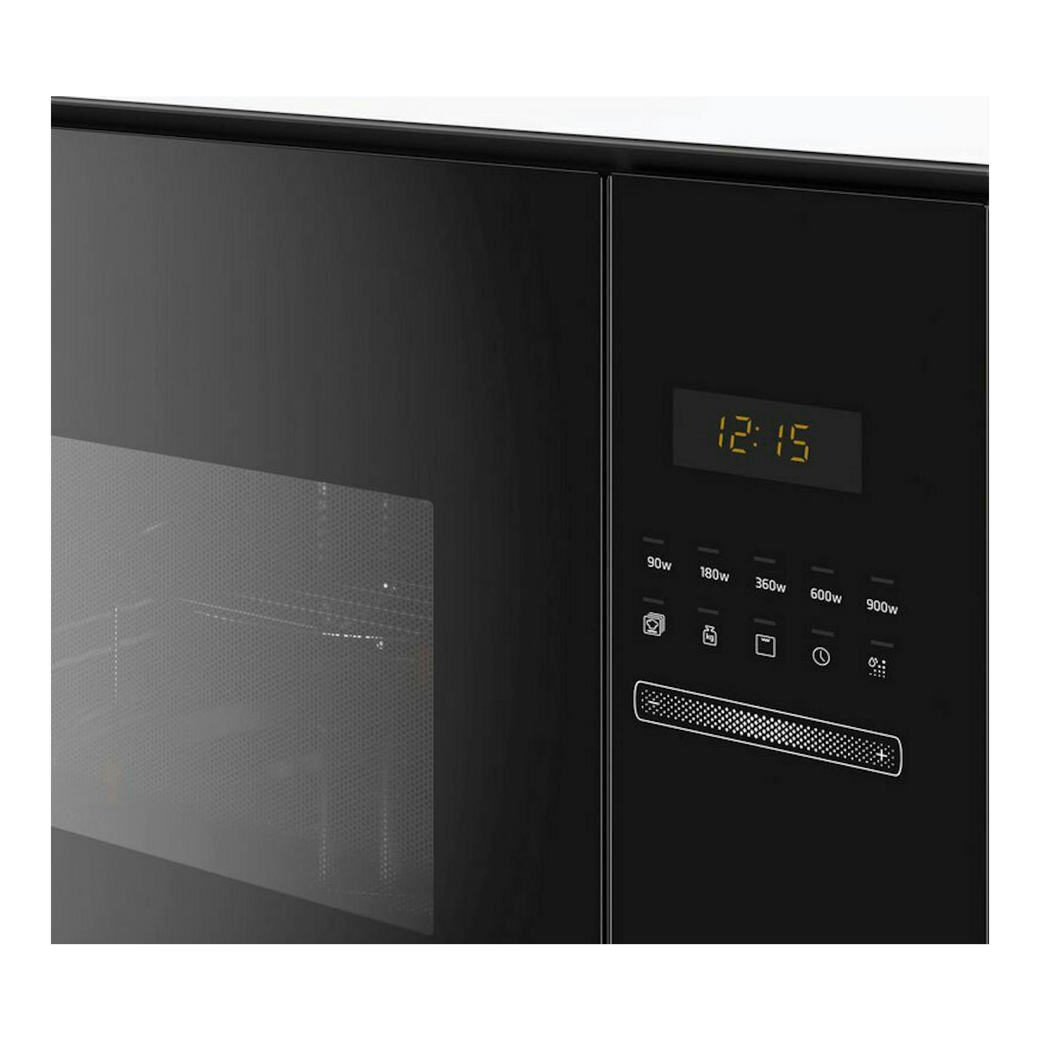 Microondas Balay 3CG5175N2 negro, vista frontal en ángulo, con display digital y panel táctil.