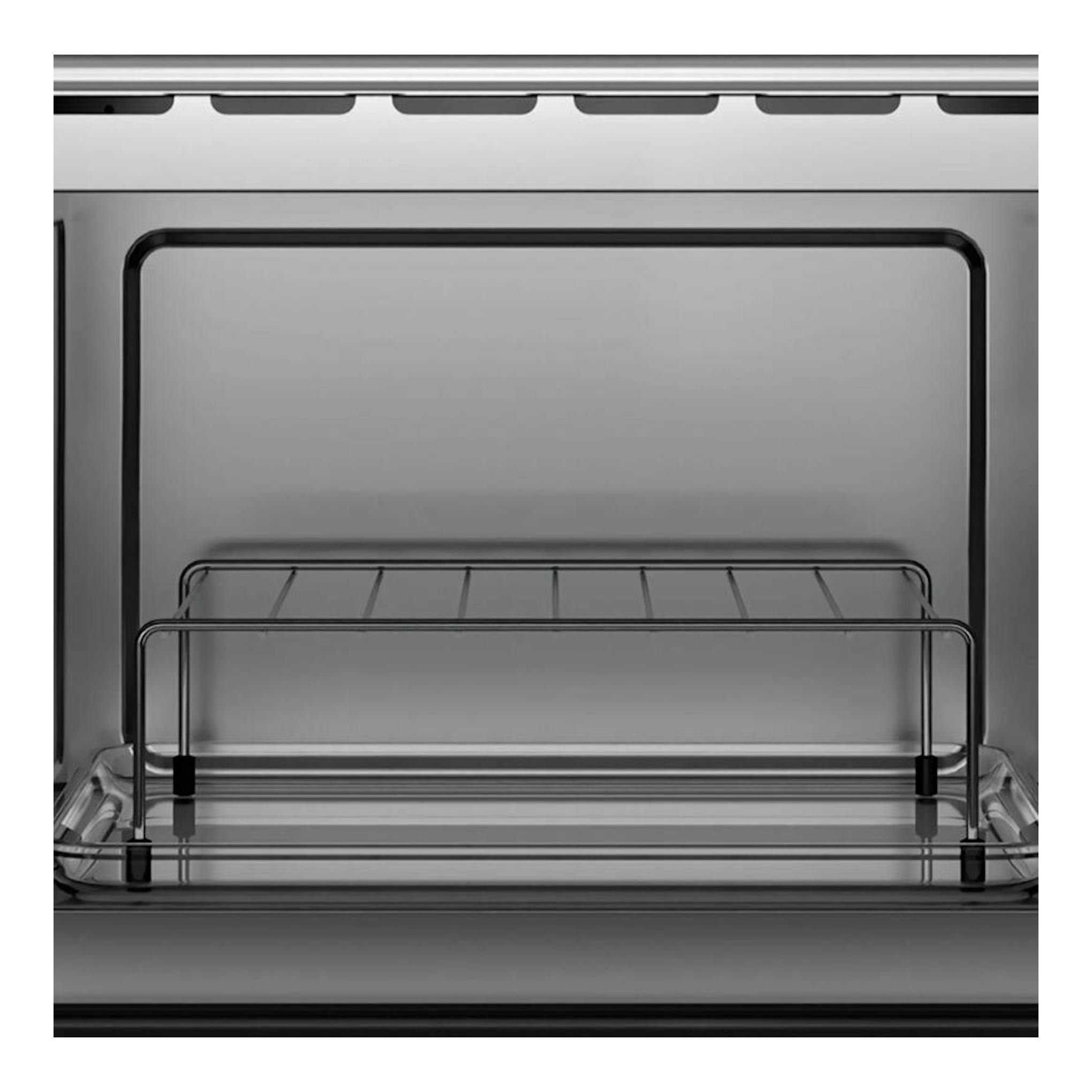 Microondas Bosch BER7321B1 negro, vista interior con rejilla y bandeja de vidrio.