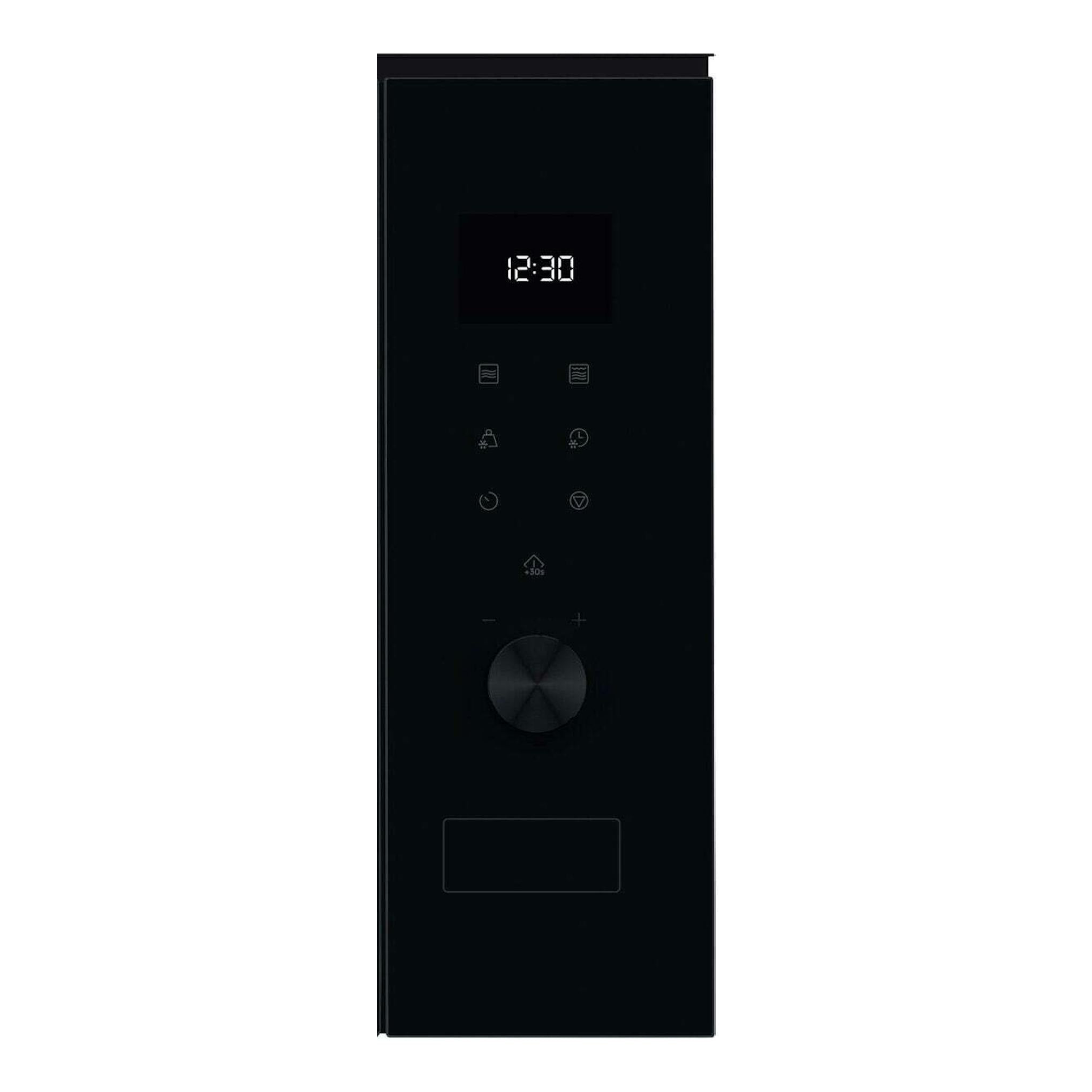 Microondas integrable Electrolux LMS4203TMK negro, vista frontal, con pantalla digital 12:30 y controles táctiles.
