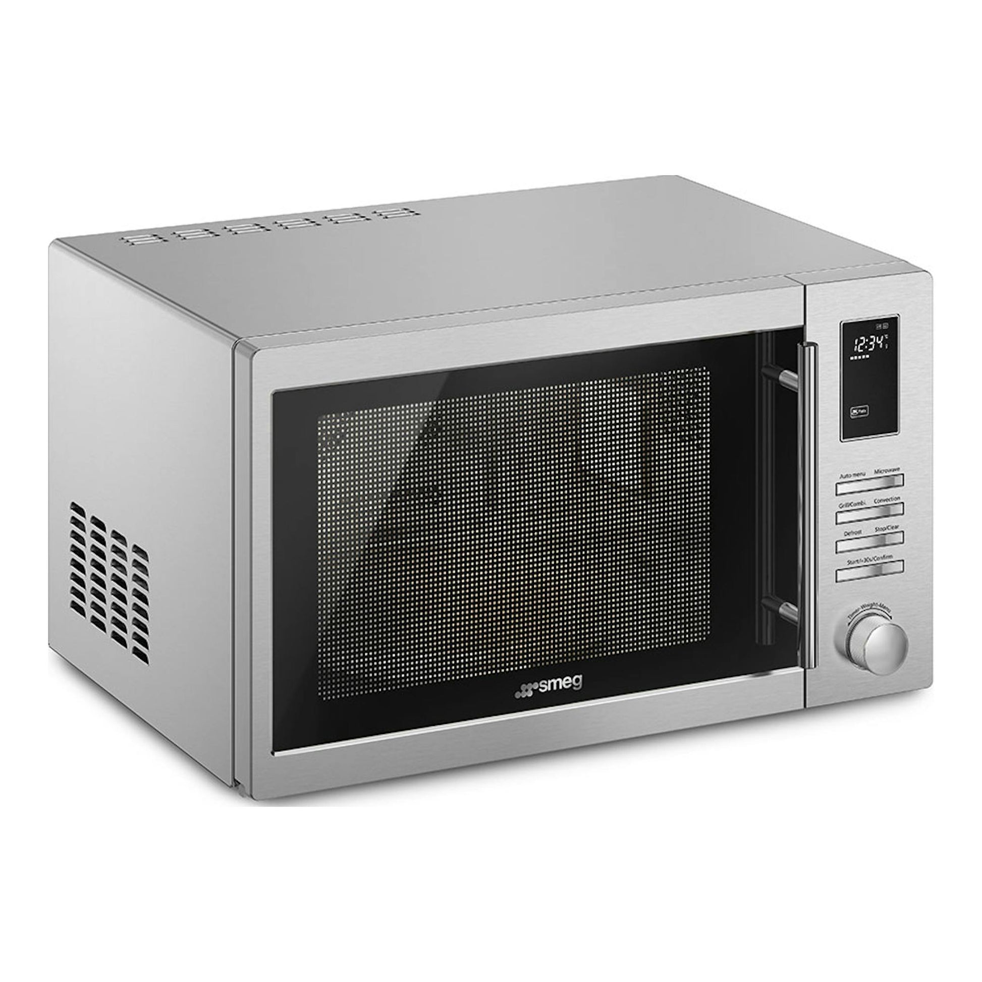 Microondas Smeg MOE34CXI2 de libre instalación, frontal en inox, vista frontal.