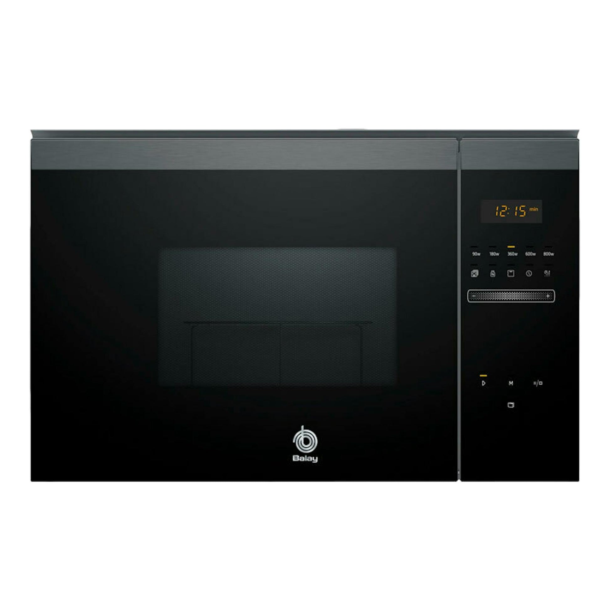 Microondas integrable Balay 3CG4175G3 grafito, vista frontal, con panel digital a la derecha.