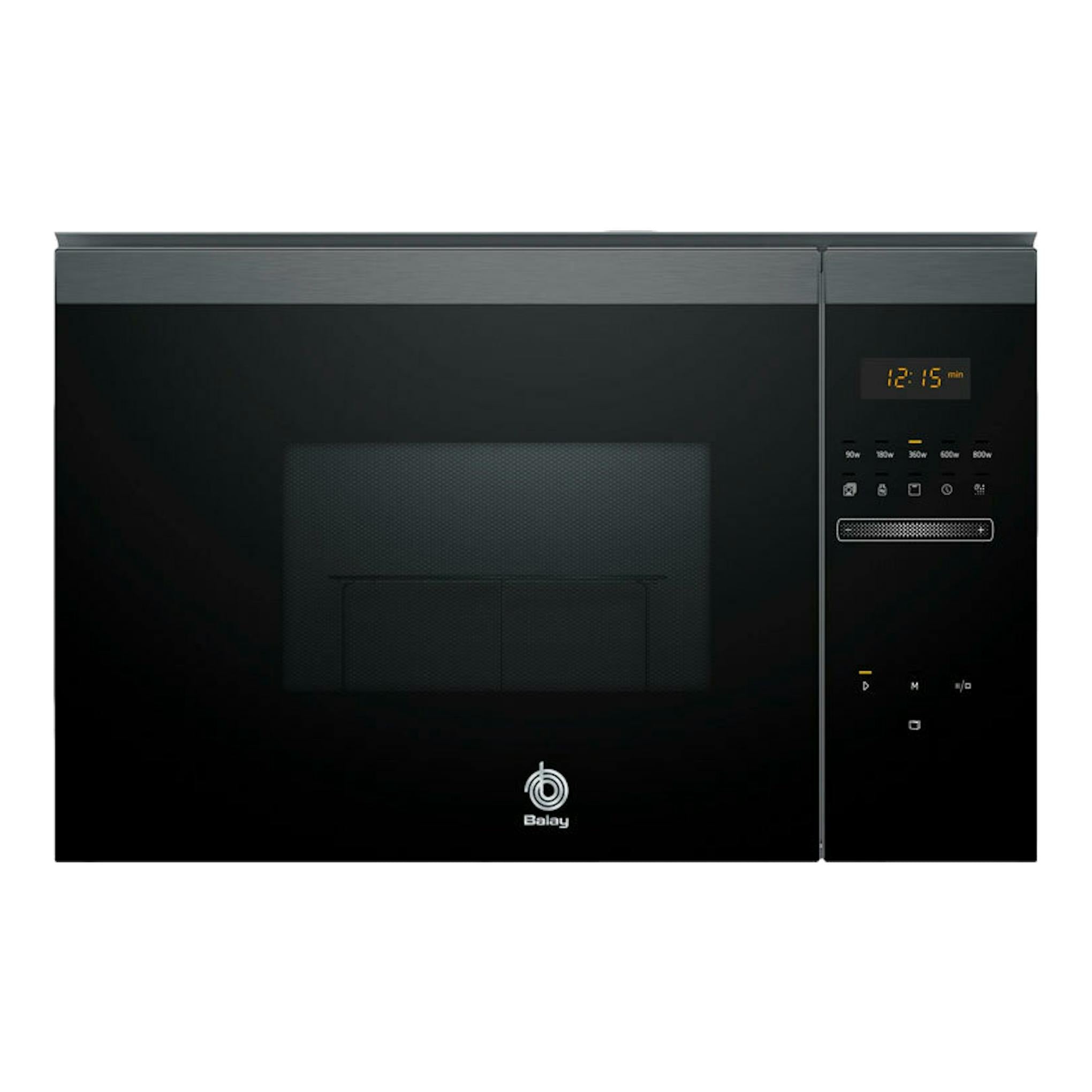 Microondas integrable Balay 3CG4175G3 grafito, vista frontal, con panel digital a la derecha.