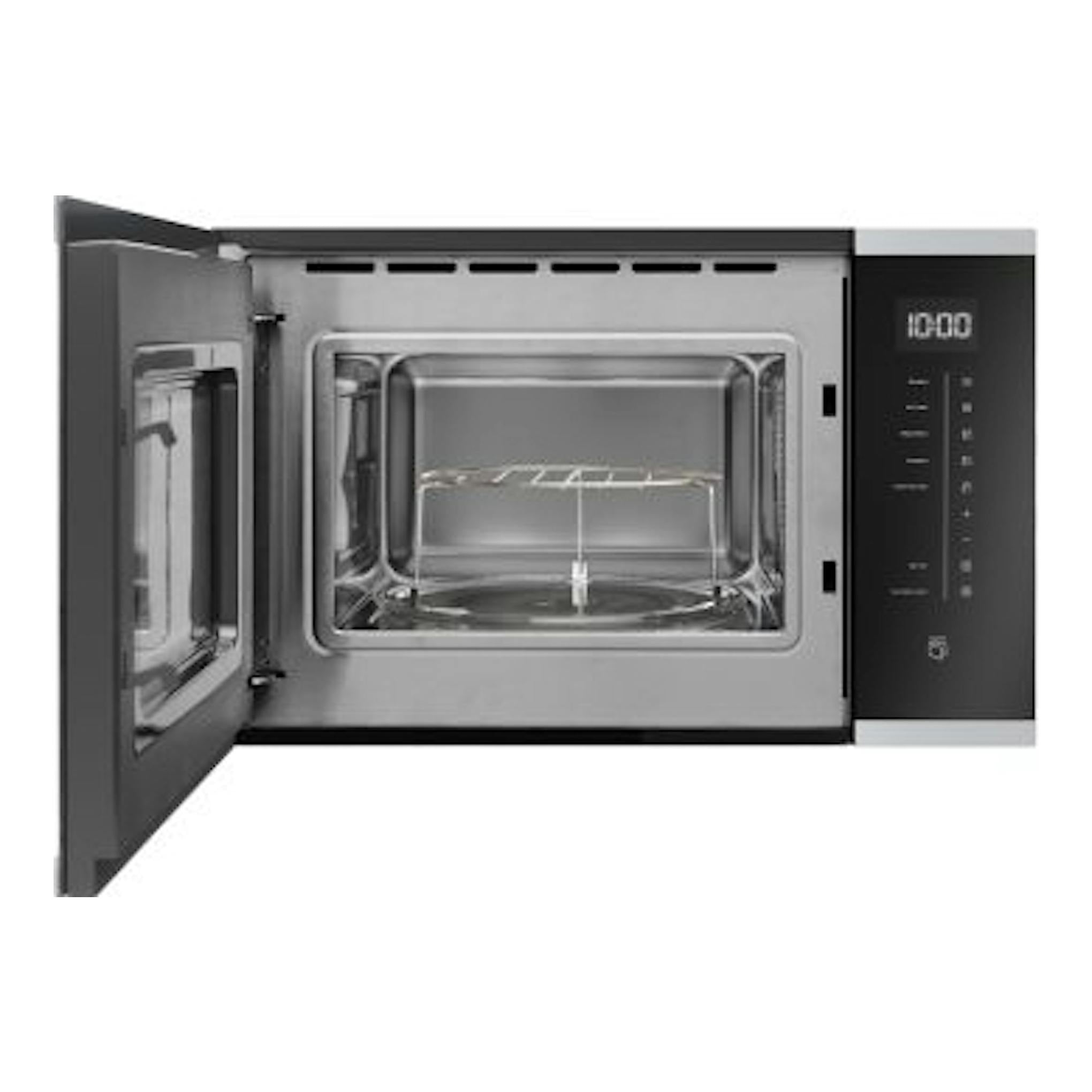 Microondas integrable Fagor 4MWB-25BTCGX inox, puerta abierta, vista frontal.