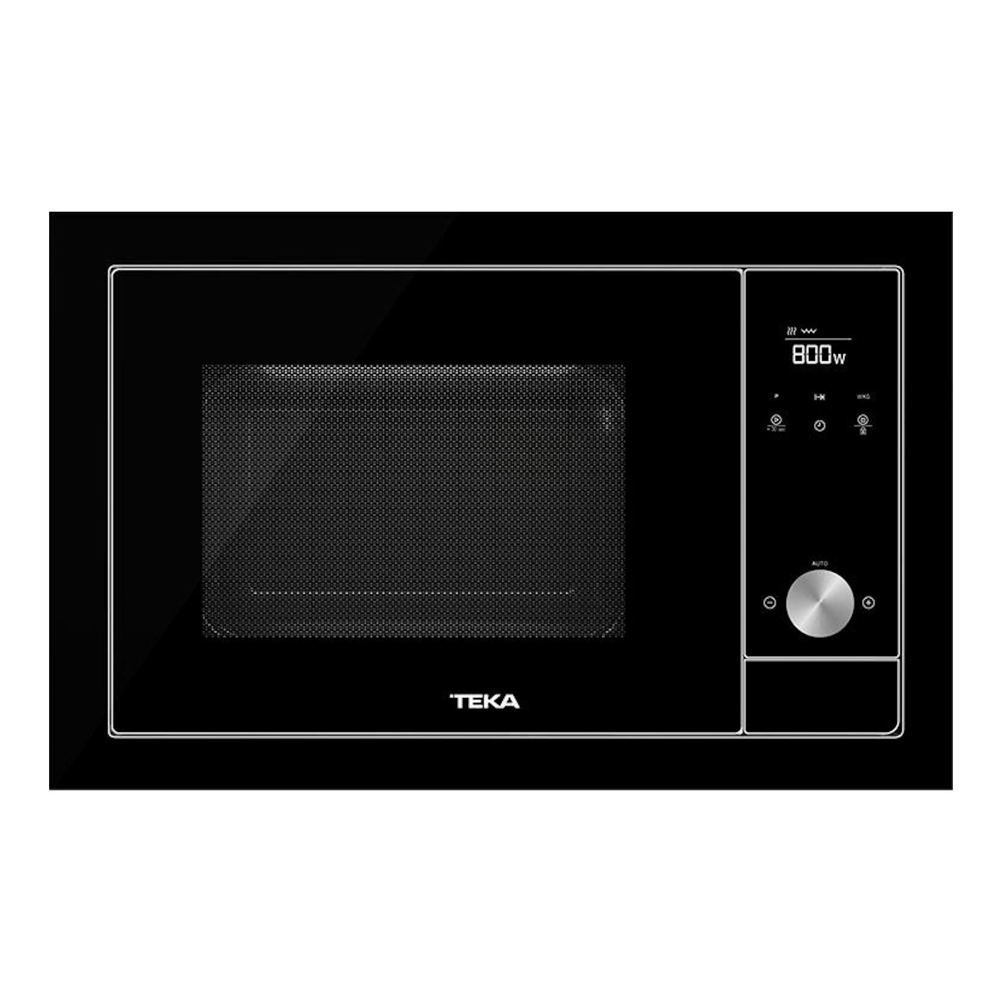 Microondas empotrable Teka ML8200BISBK negro, vista frontal con panel digital y puerta de vidrio.