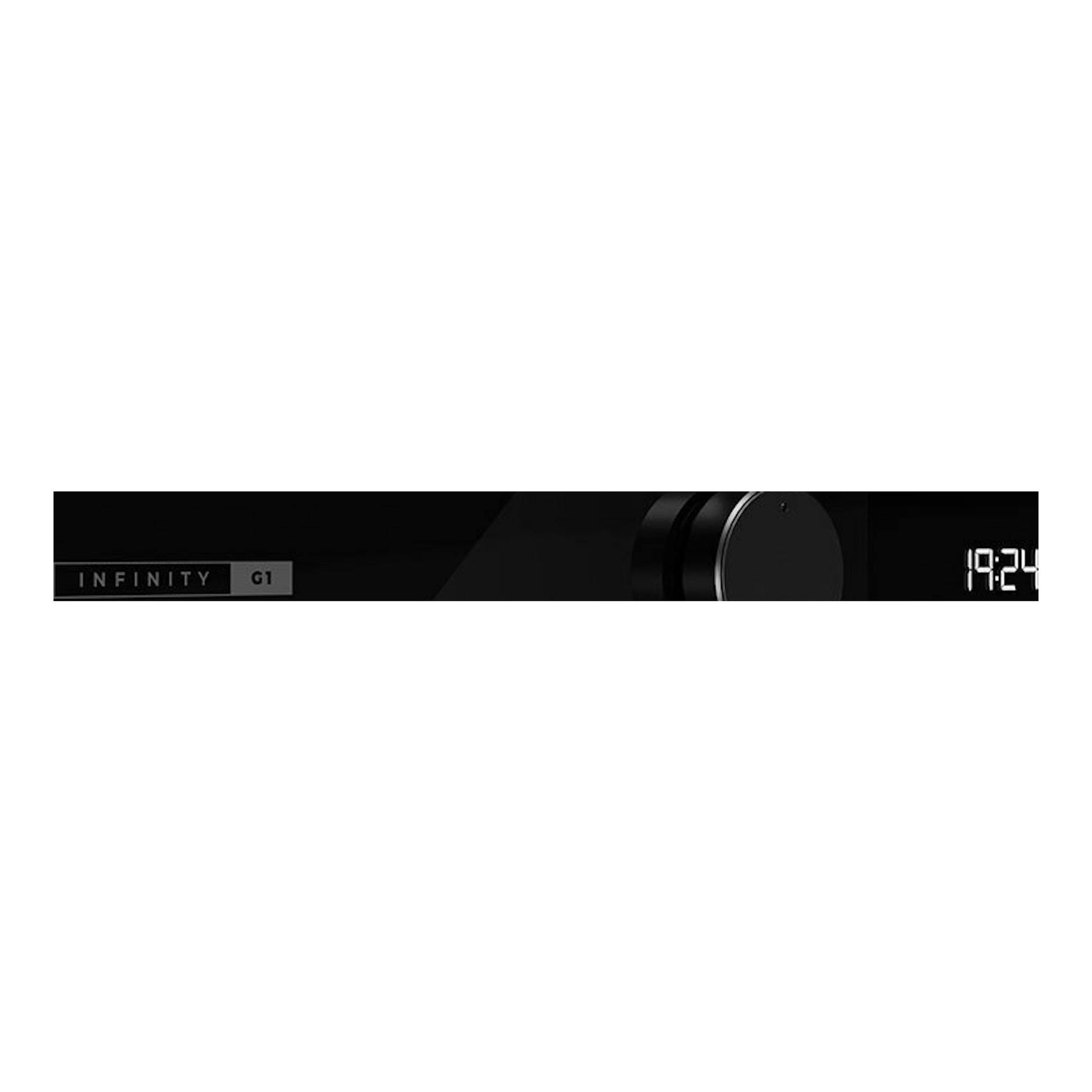 Microondas Teka ML82G1BISL negro, vista frontal parcial del panel con mando y display digital 19:24.