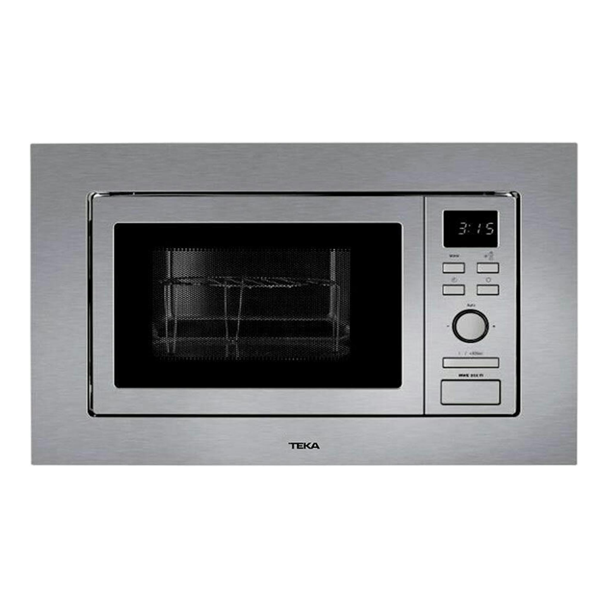 Microondas empotrable Teka MWE202FI inox, vista frontal, con display digital y panel de botones.