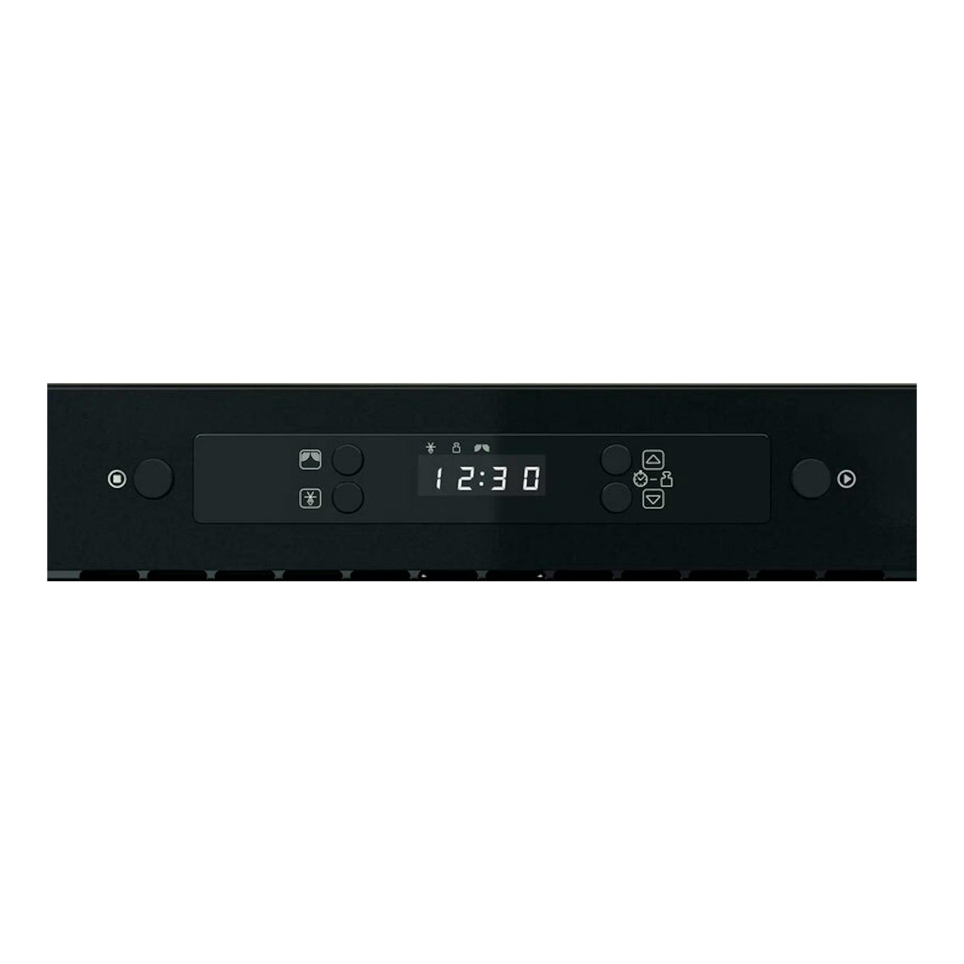 Microondas Whirlpool MBNA900B negro, vista frontal del panel con pantalla digital y botones táctiles.