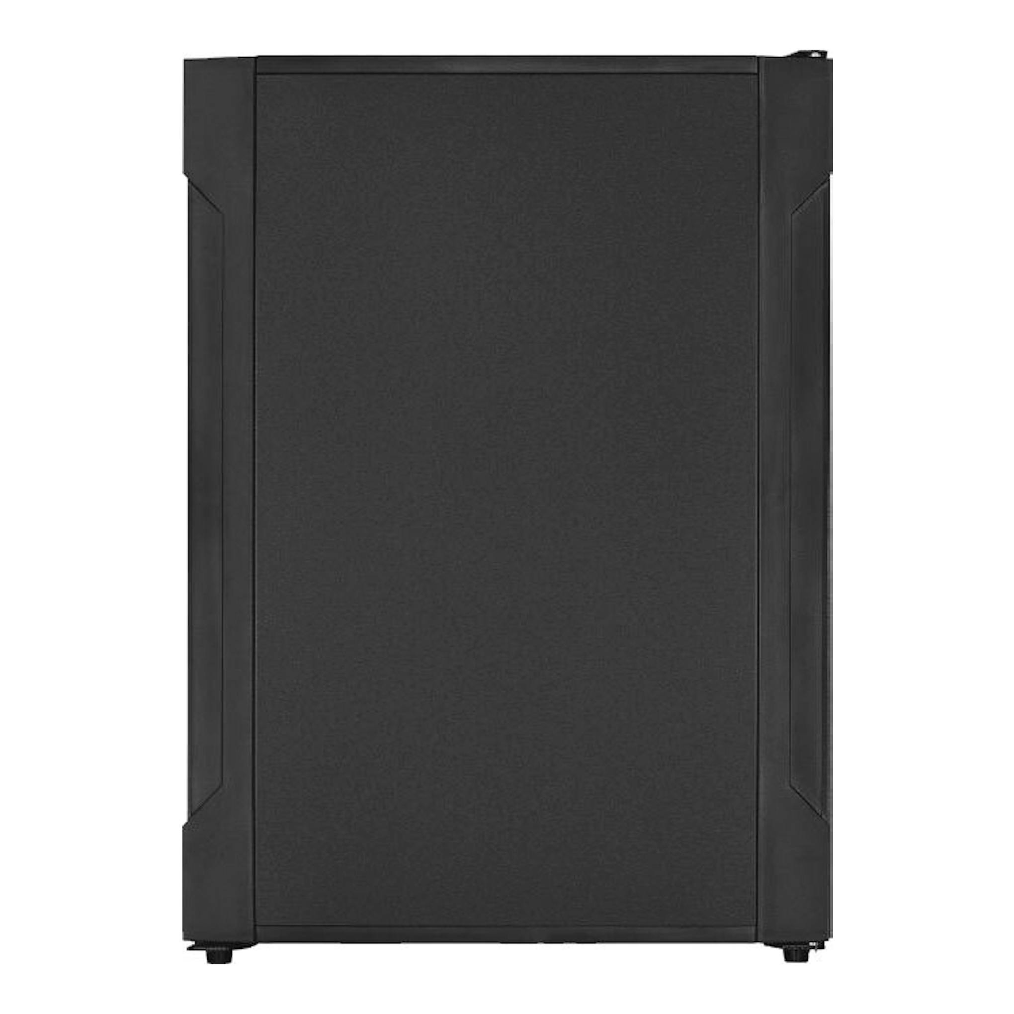 Minibar Exquisit FA40-271G negro, vista frontal, puerta negra.
