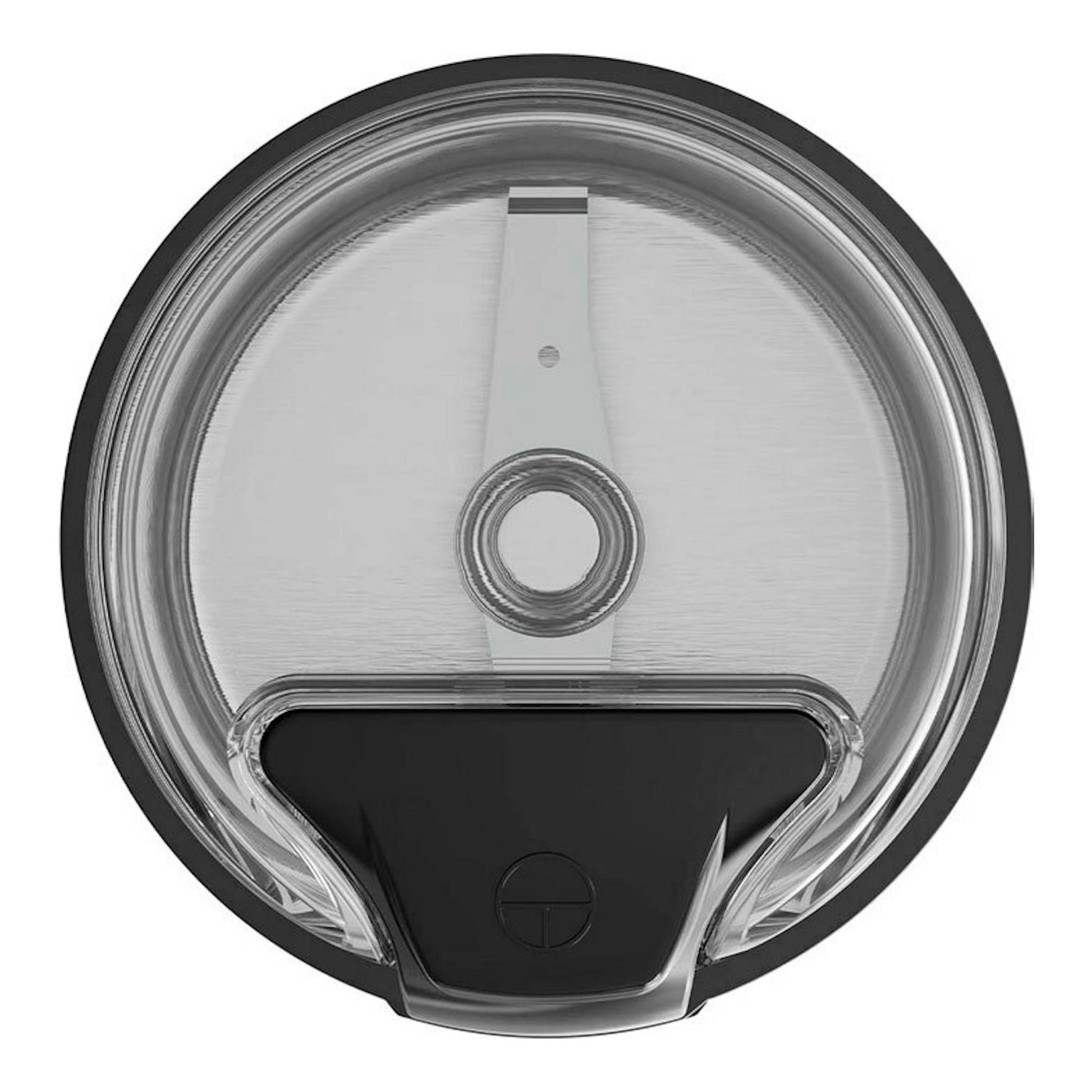 Molinillo Solac MC6252 en vista superior, tapa circular transparente con centro plateado y base negra.