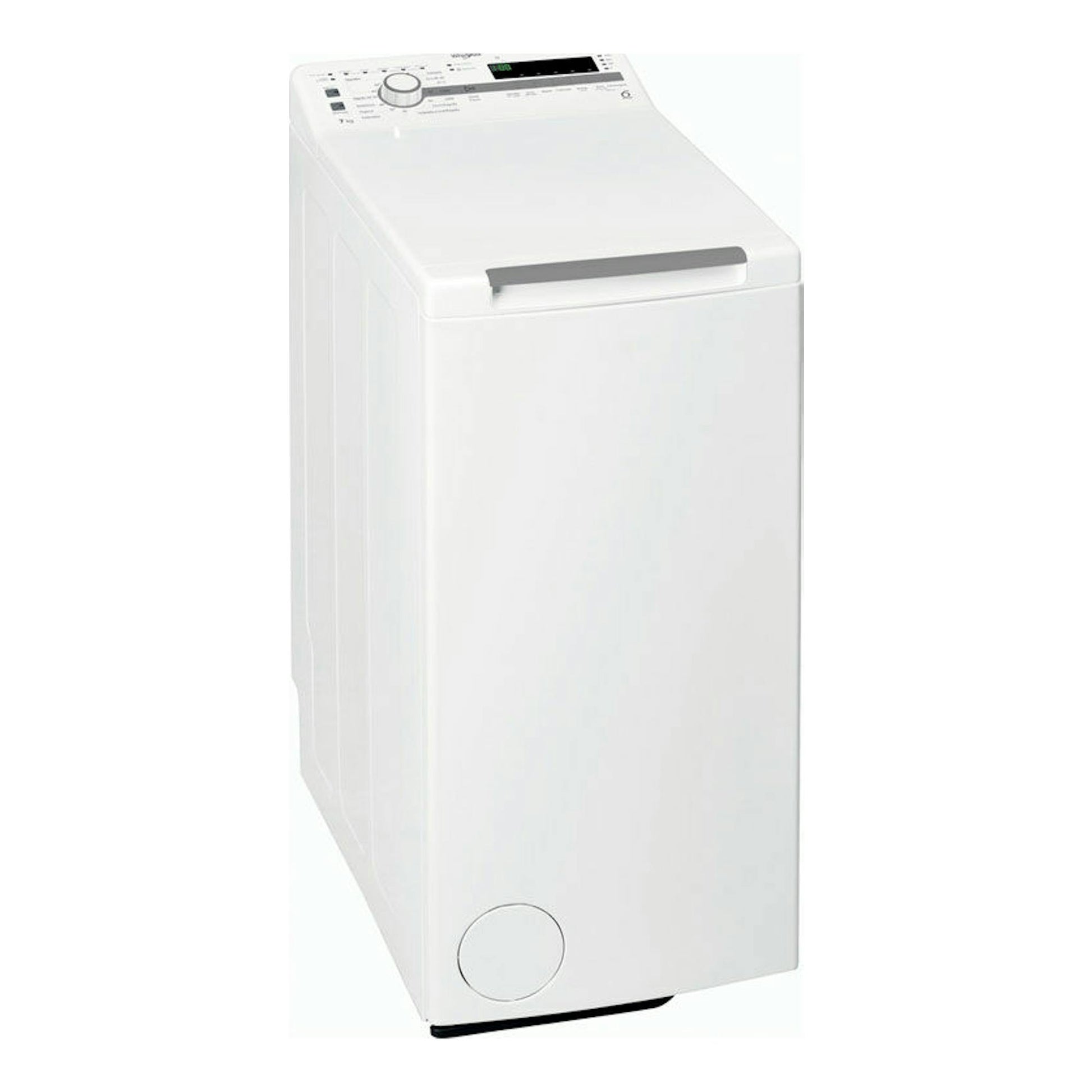 Lavadora Whirlpool TDLR7220SSSP/N blanca, vista frontal superior, de carga superior, 7 kg.