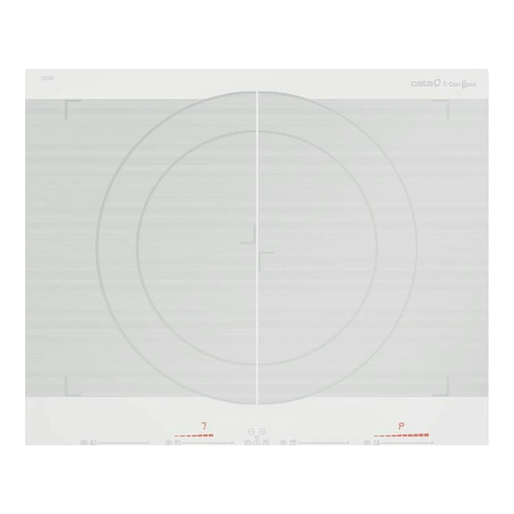Placa de inducción Cata GIGA 600 WH blanca, vista superior, con zona de cocción circular.