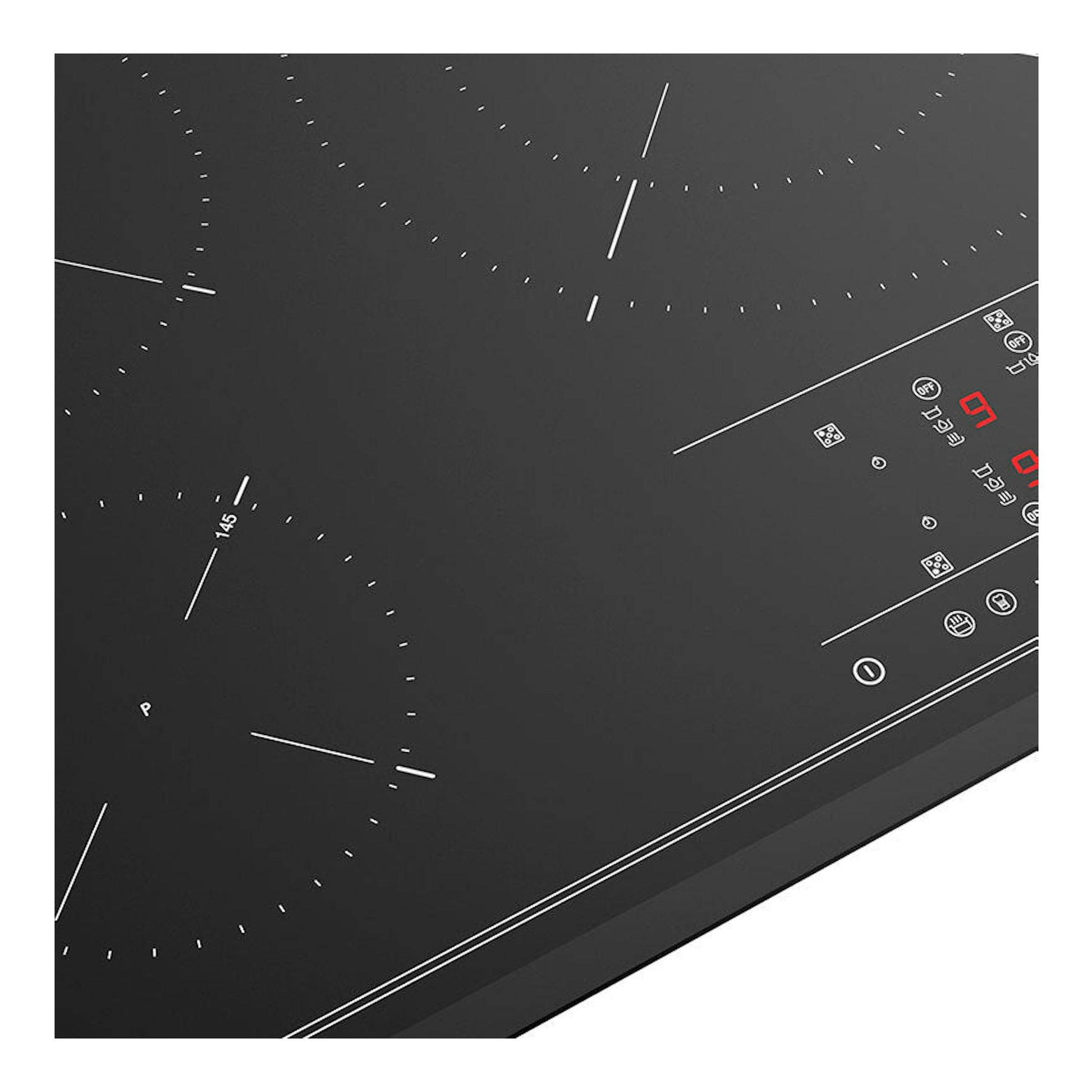 Placa de inducción Teka IR 9530 negra, vista en diagonal, con controles táctiles y display rojo.