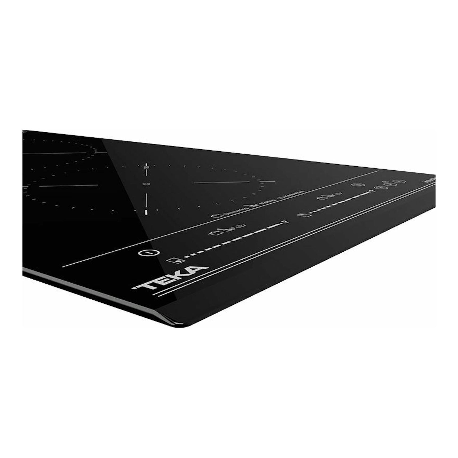 Placa de inducción Teka IZC 32310 MSP BK negra, vista en ángulo sobre fondo blanco.