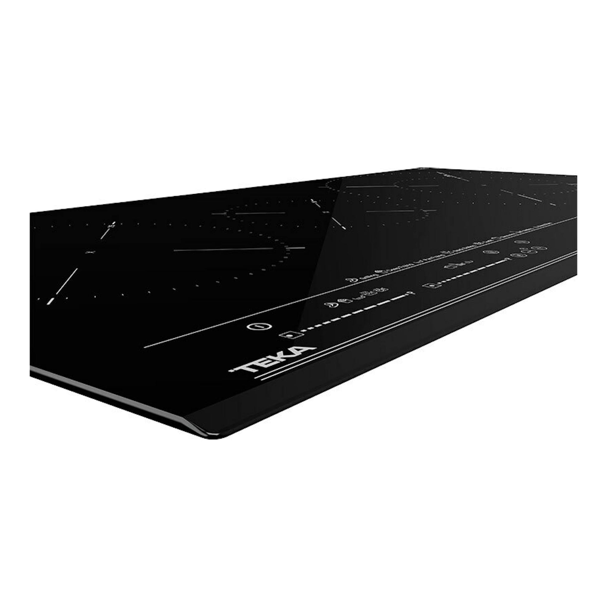 Placa de inducción Teka IZC83620MST negra, vista en ángulo sobre fondo blanco.
