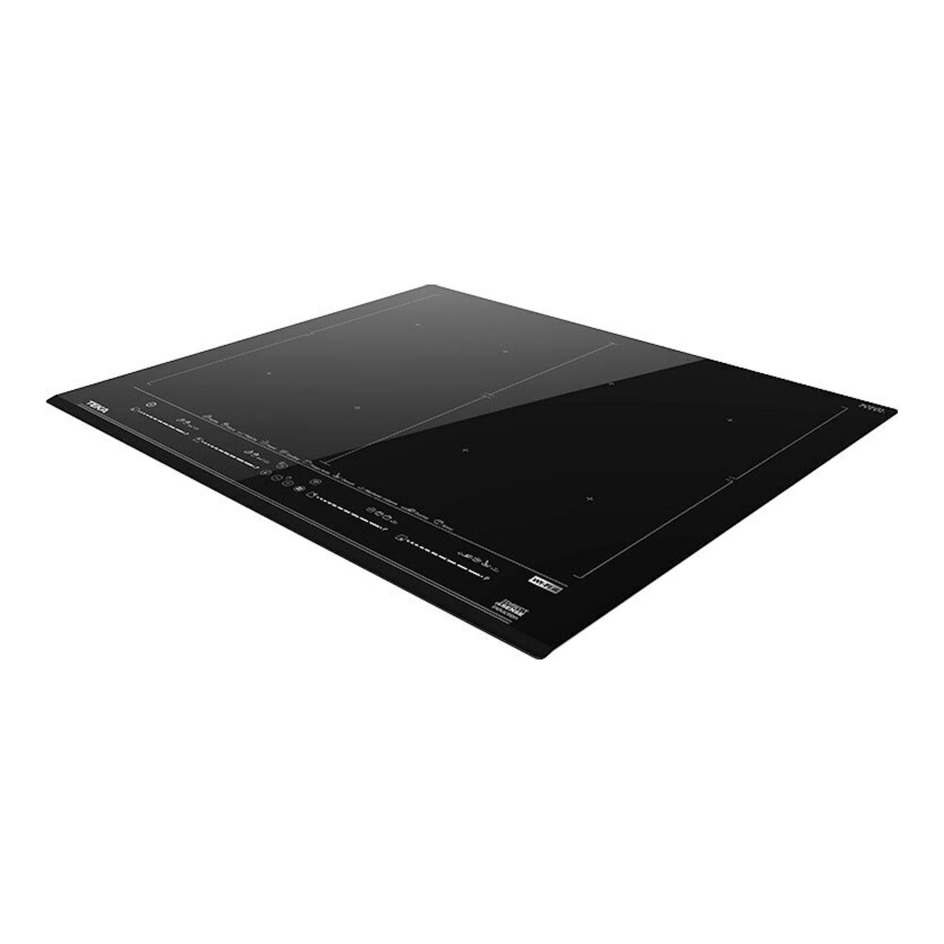 Placa de inducción Teka IZF68780MST BK negra, vista en perspectiva sobre fondo blanco.