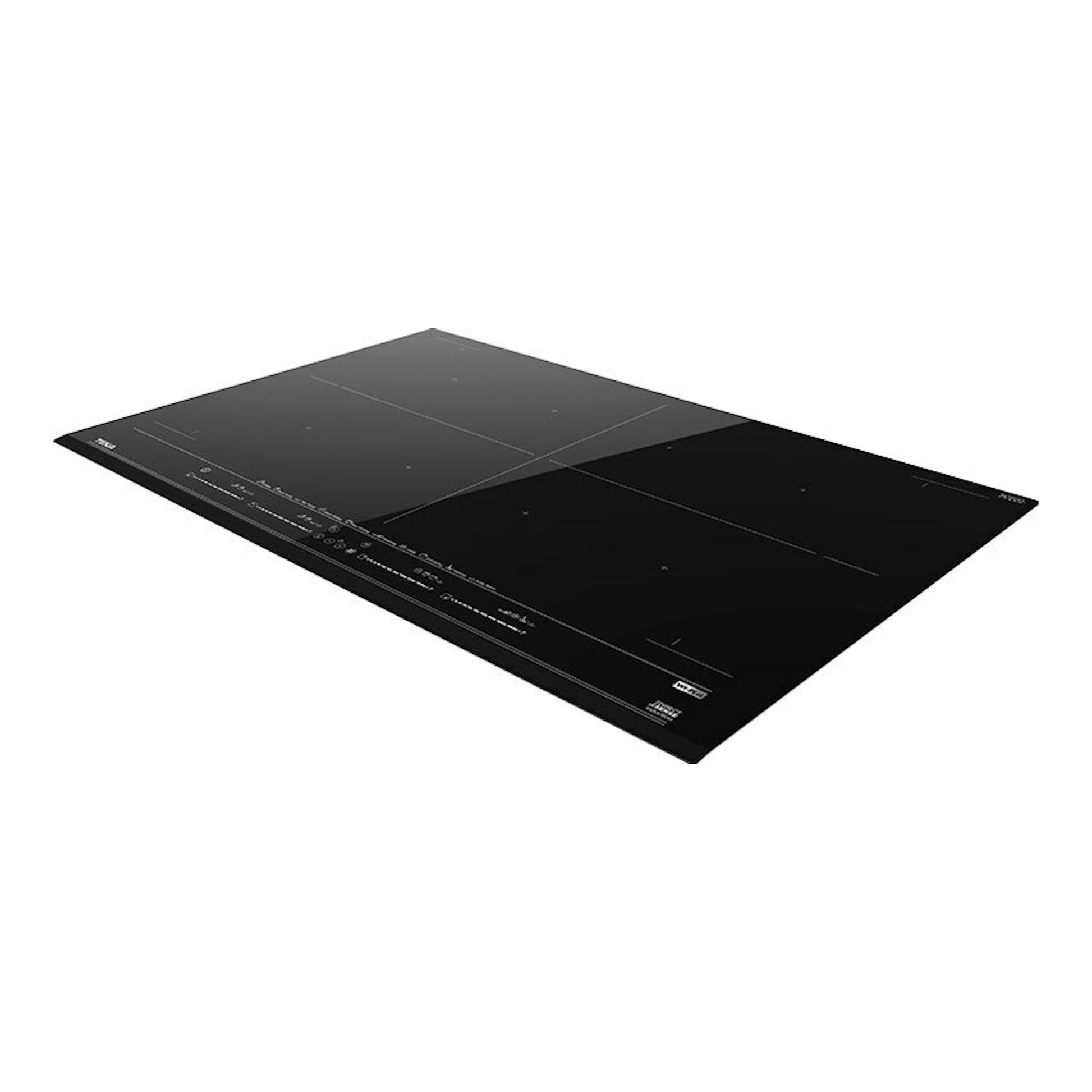 Placa de inducción Teka IZF88770MST BK negra, vista en perspectiva sobre fondo blanco.