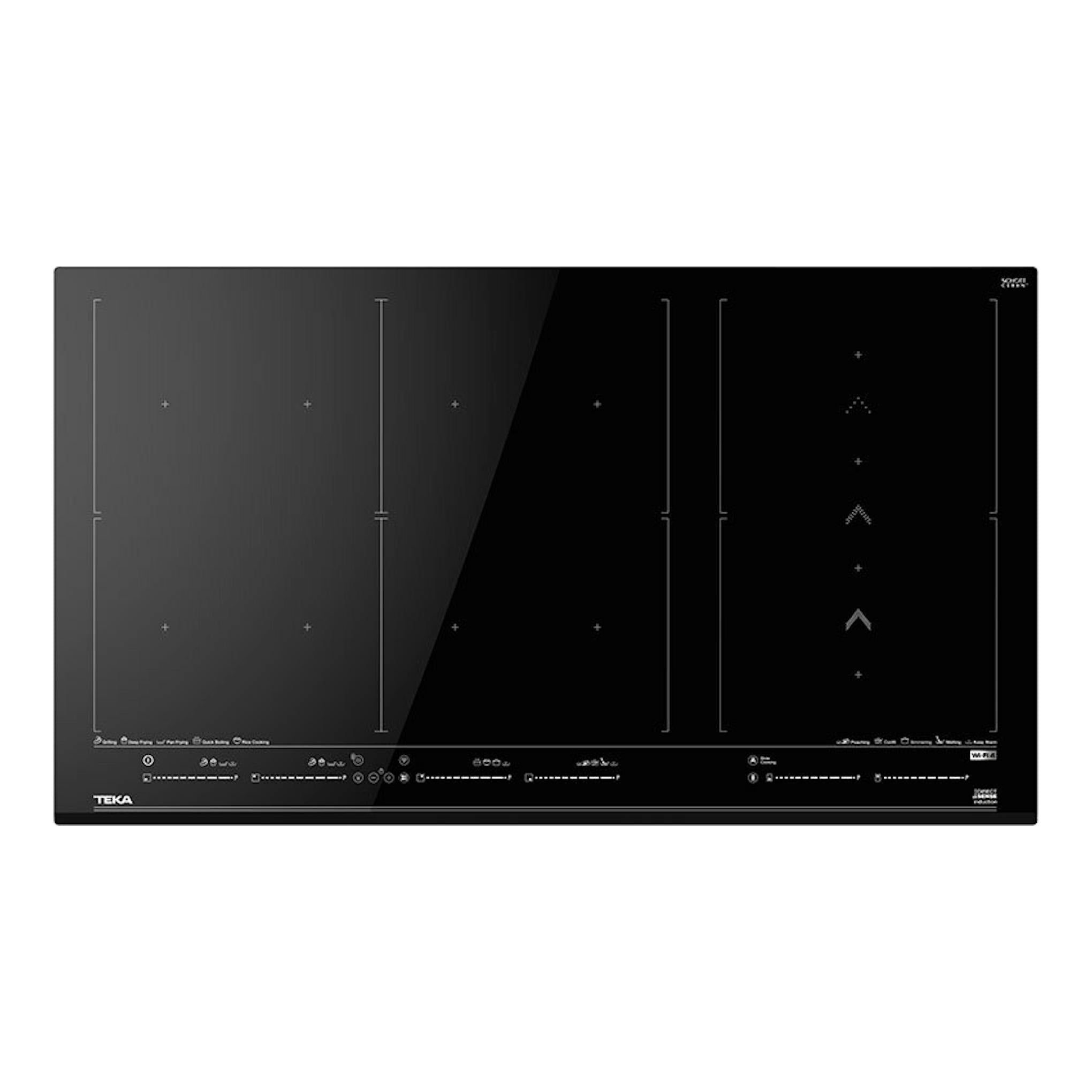 Placa de inducción Teka IZF99770MST BK negra, vista superior, 90 cm