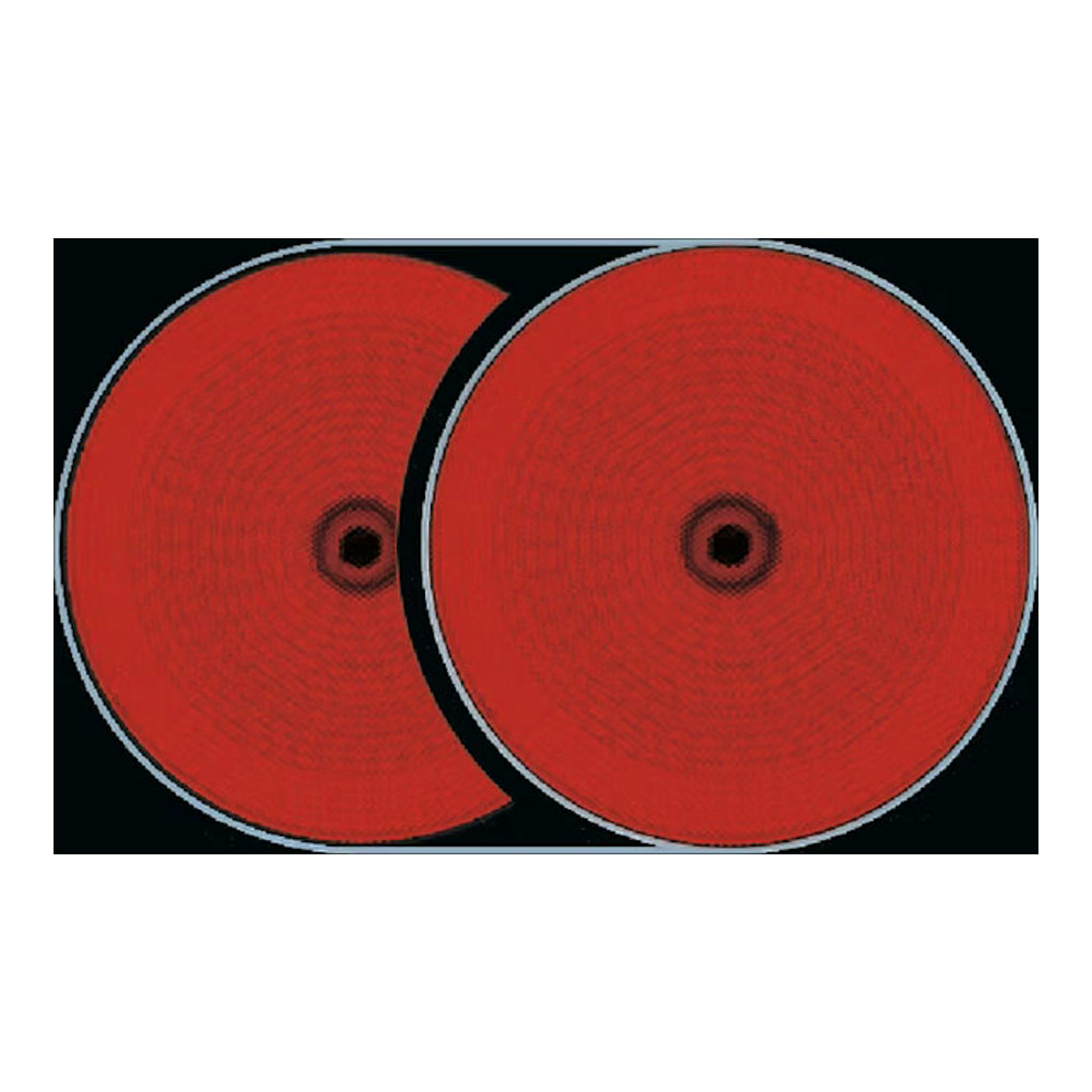 Placa vitrocerámica AEG HK634060XB, vista superior, superficie negra con dos zonas circulares rojas.