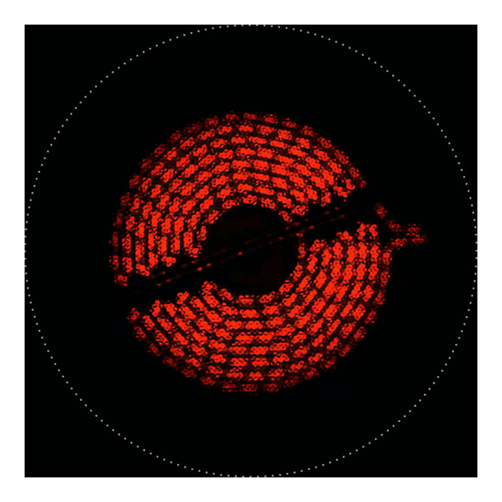 Placa vitrocerámica AEG HRB63321CK negra, vista superior, con una zona circular roja iluminada.