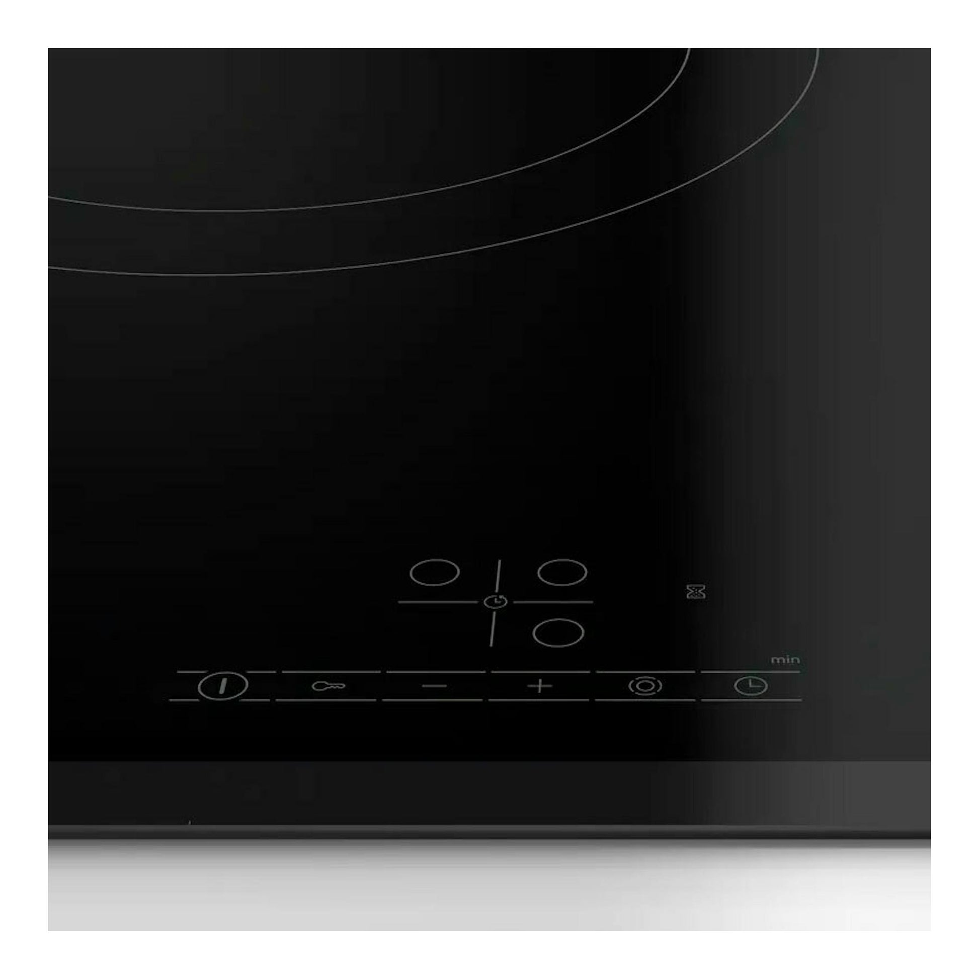 Bosch PKK631BB8E, placa vitrocerámica negra de 60 cm, vista frontal con controles táctiles.
