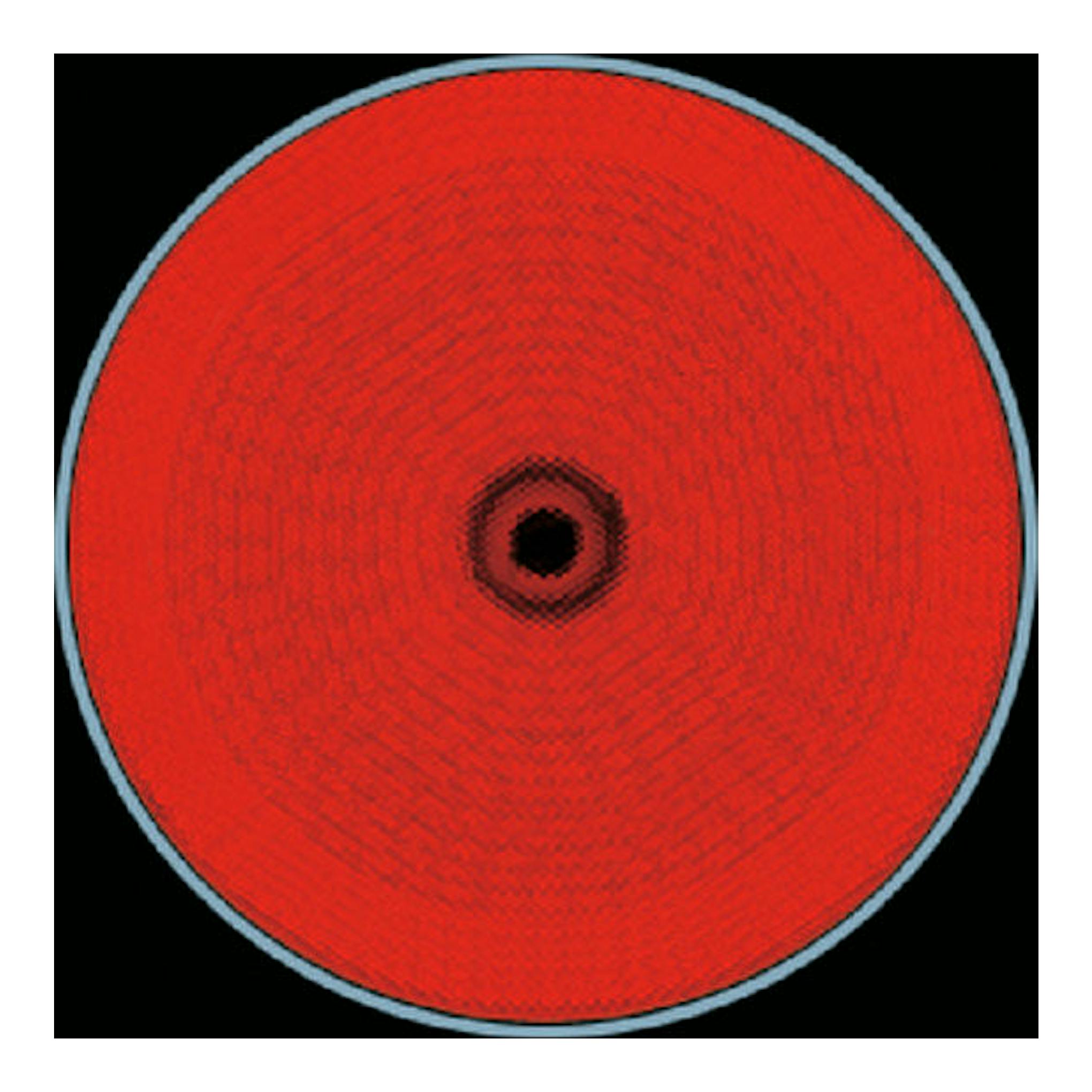 Electrolux EHF6231IOK: zona de cocción circular roja sobre fondo negro, vista cenital.