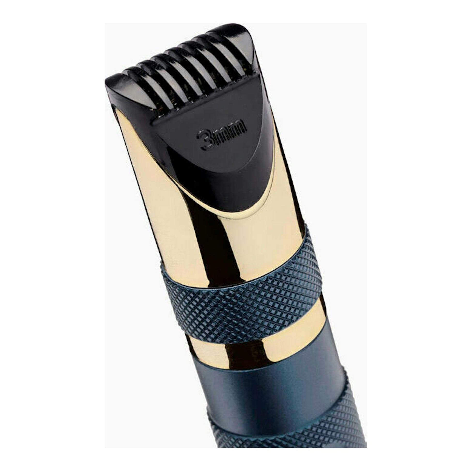 Recortador Babyliss E112E negro y dorado, vista frontal en primer plano, con cabezal de 3 mm.