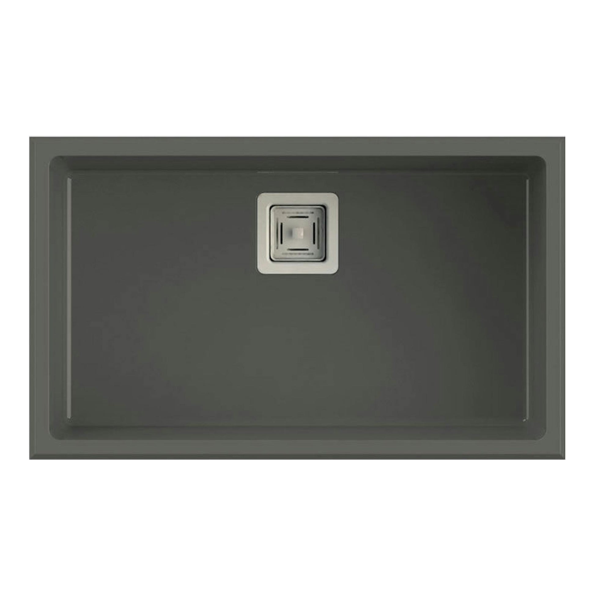 Fregadero Poalgi Zie 70 1/S Concret Mate gris oscuro, vista superior, cubeta rectangular con desagüe centrado.