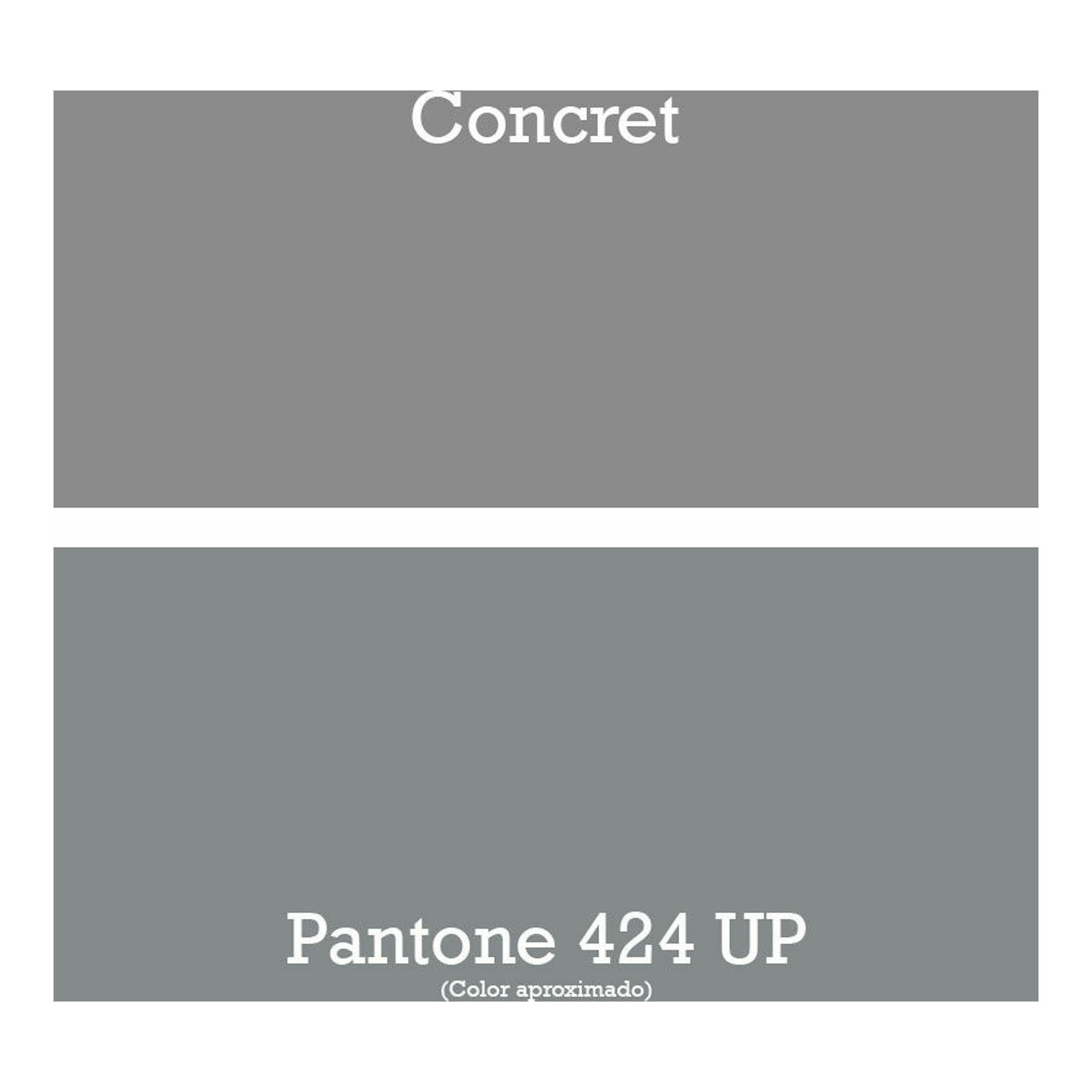 Muestra de color gris Concret, Pantone 424 UP, vista frontal.