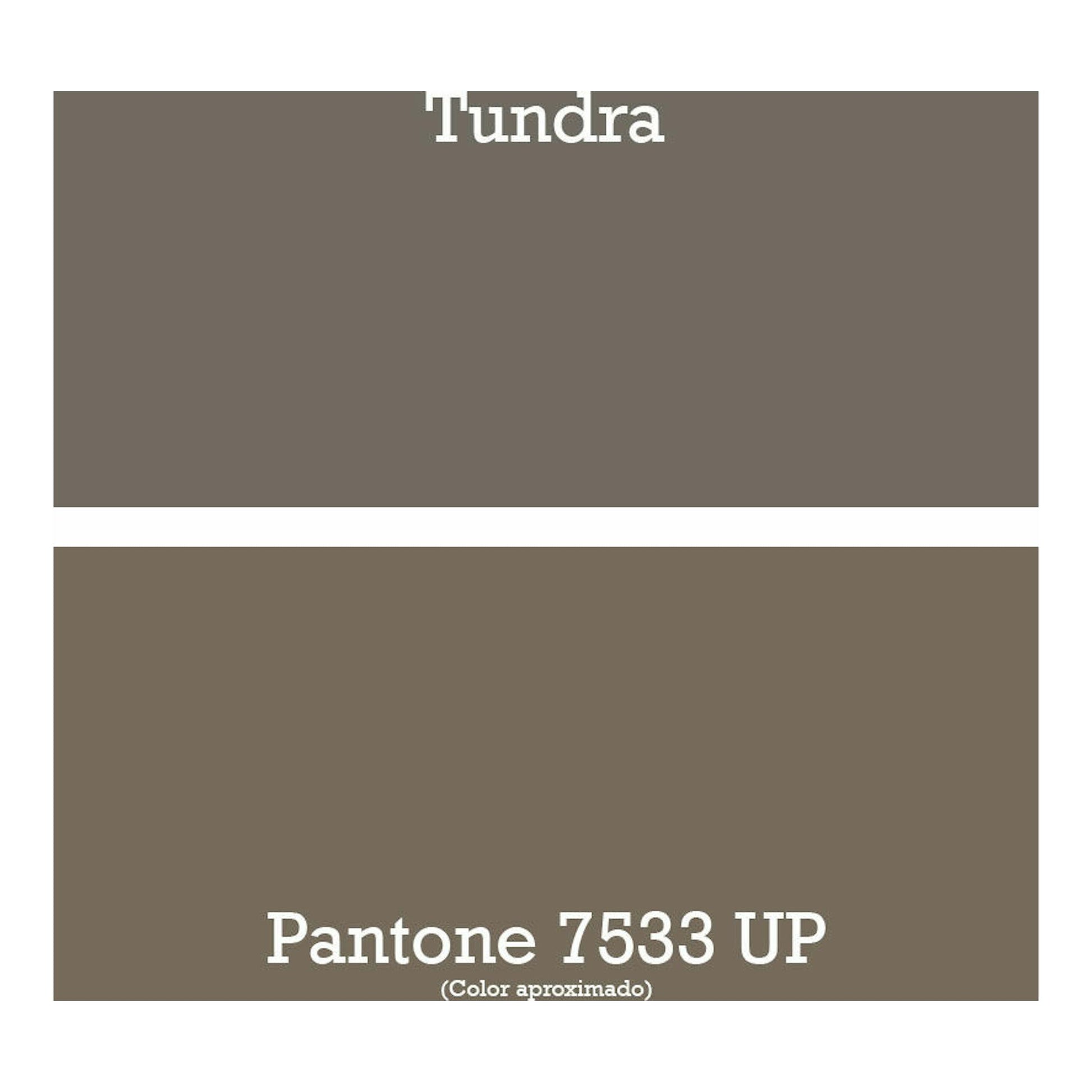 Poalgi Zie 70 2/S Tundra mate: muestra de color marrón grisáceo con texto “Pantone 7533 UP”.