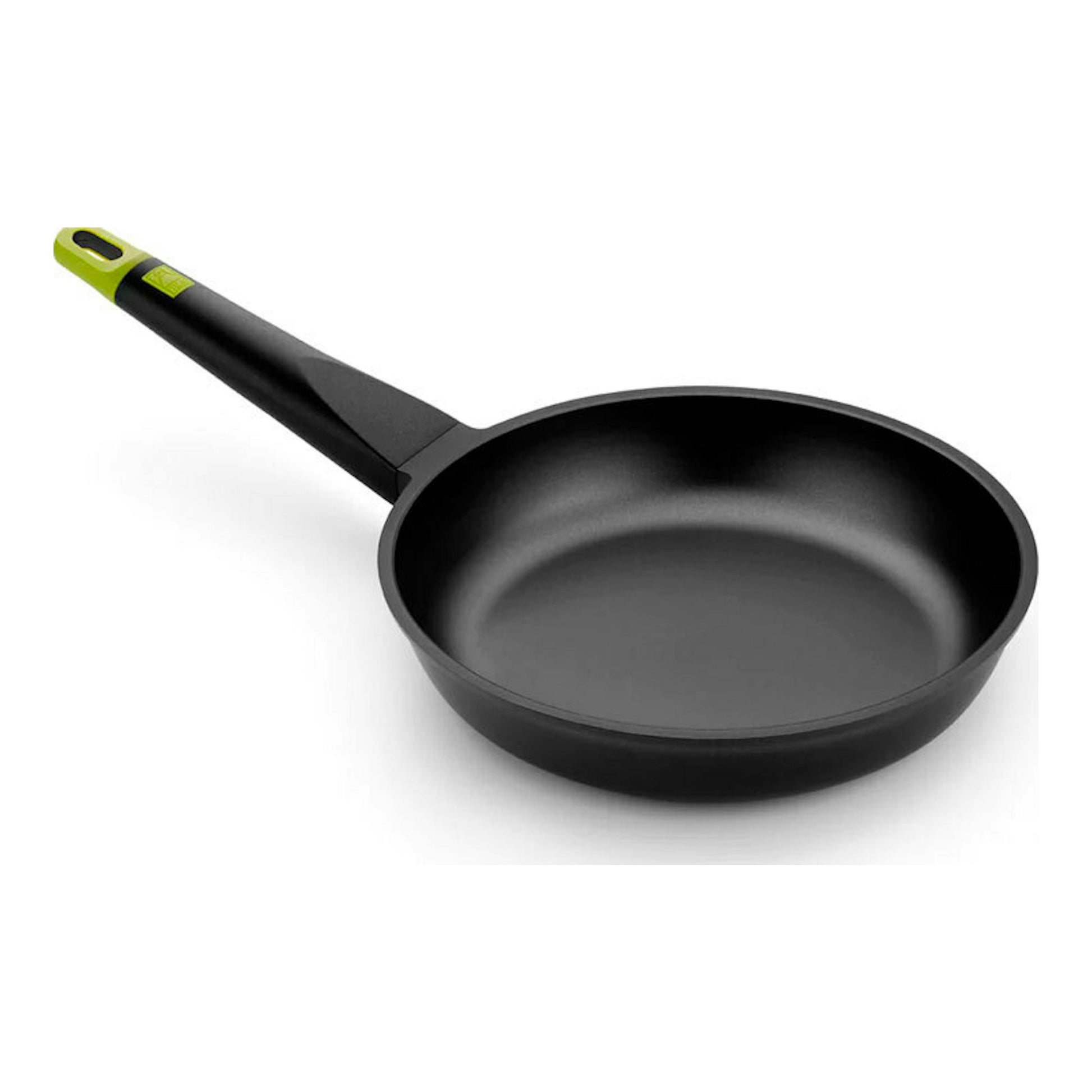 Sartén Bra Foodie 26 negra con mango verde, vista en ángulo sobre fondo blanco.