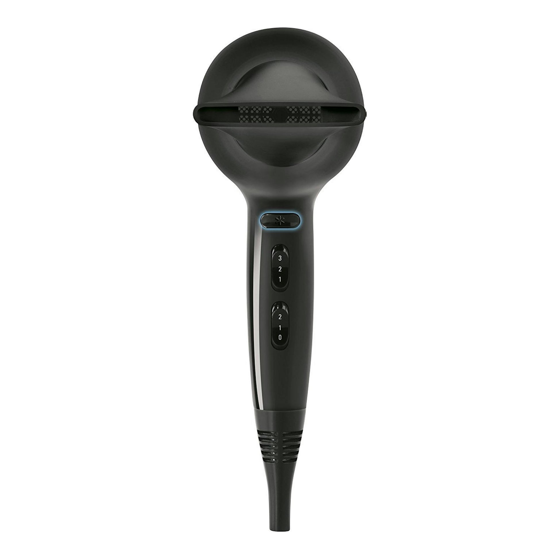 Secador de pelo Rowenta Infini Pro Beauty negro, vista frontal sobre fondo blanco.