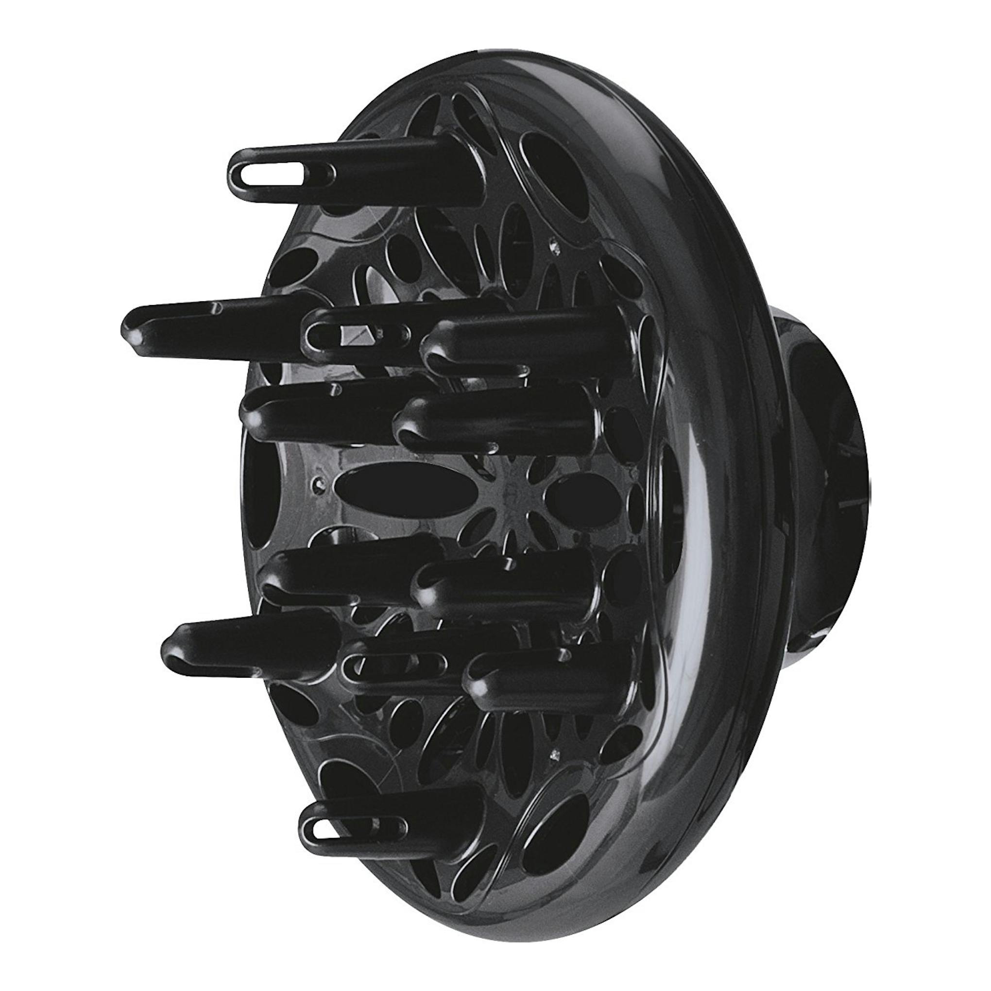 Difusor negro de secador Rowenta Infini Pro Beauty, vista lateral sobre fondo blanco.