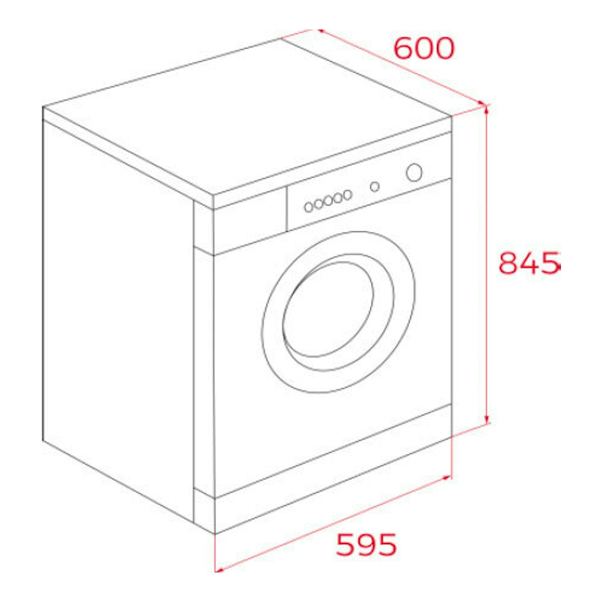 Secadora Teka SHK70840 en vista isométrica, blanca, con puerta frontal y medidas 595 x 600 x 845 mm.