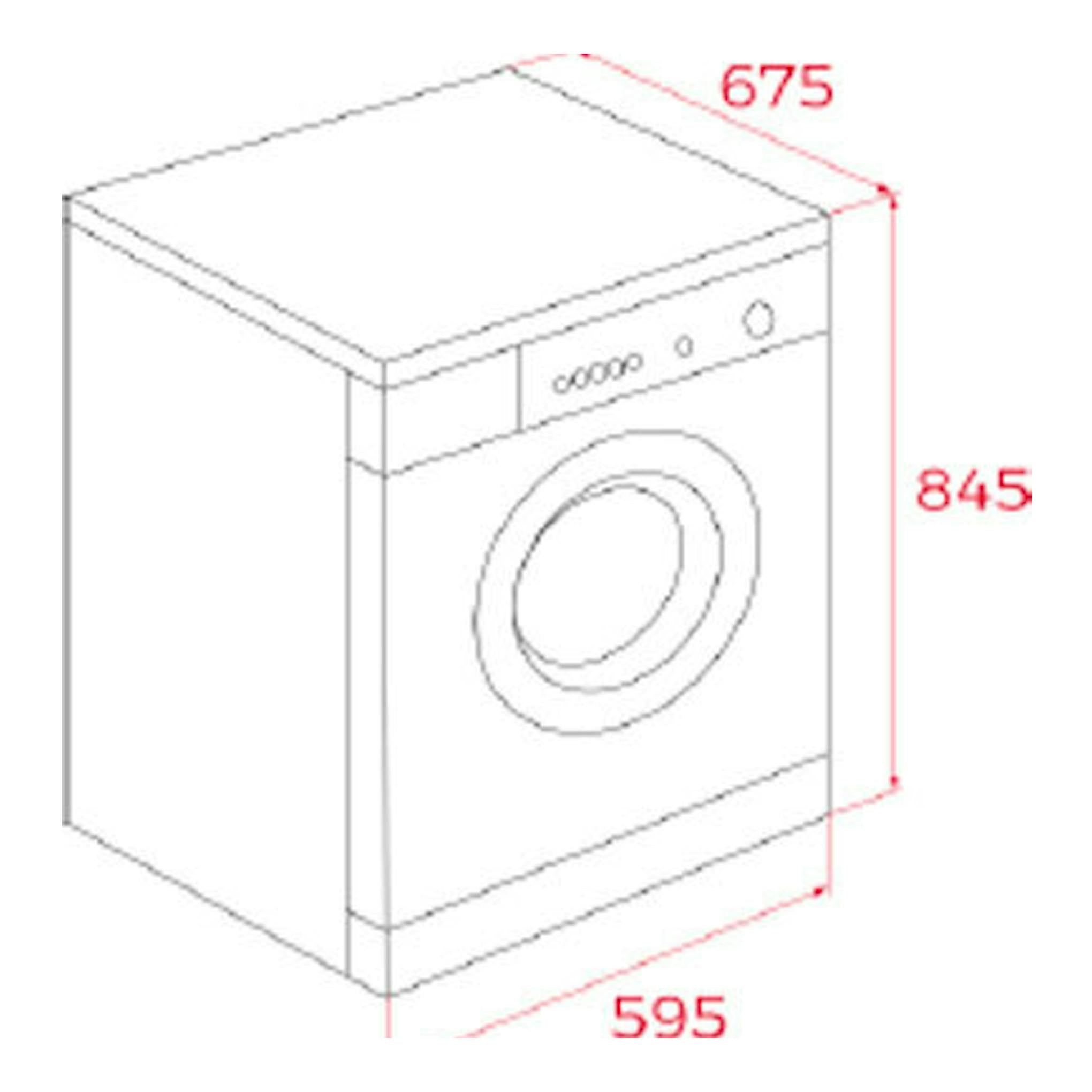 Secadora Teka SHK81030 en vista isométrica, blanca, con medidas 845x595x675 mm.