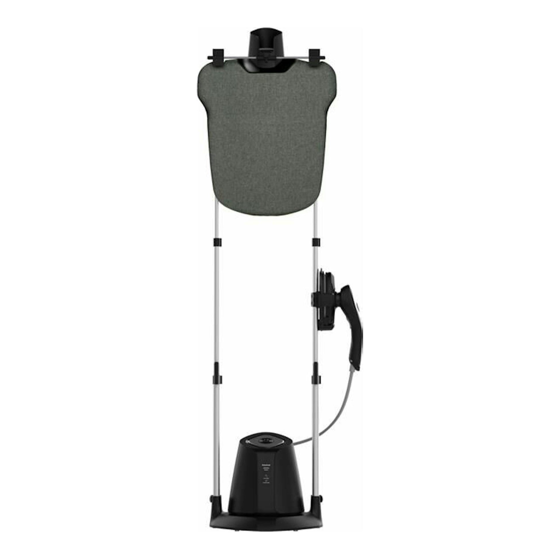 Sistema de planchado Taurus Sliding Care Non Stop negro, con tabla vertical, centro de vapor y plancha lateral.
