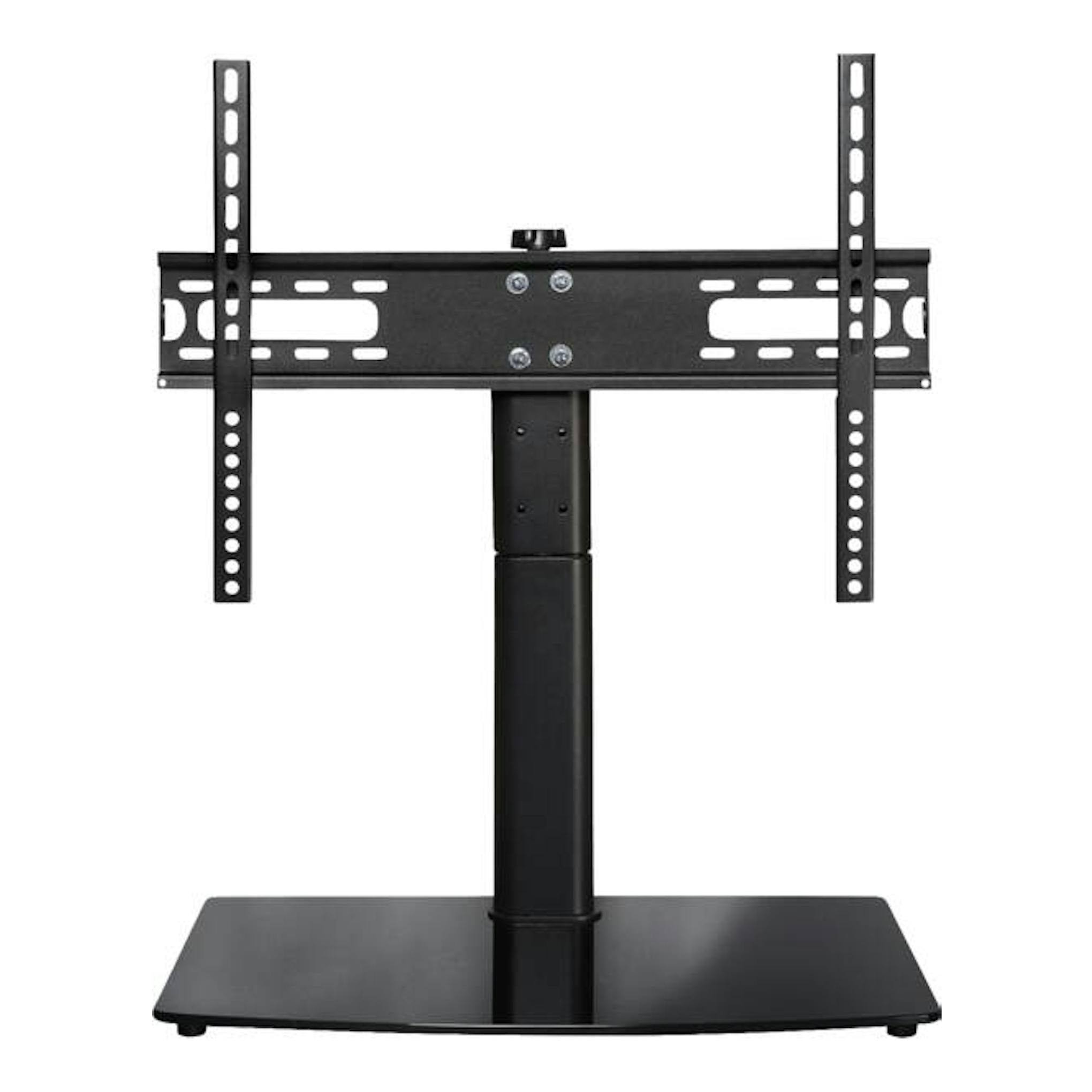 Soporte TV de sobremesa Titan VVTVBASE70INCH45KG negro, vista frontal, con base y brazo giratorio.