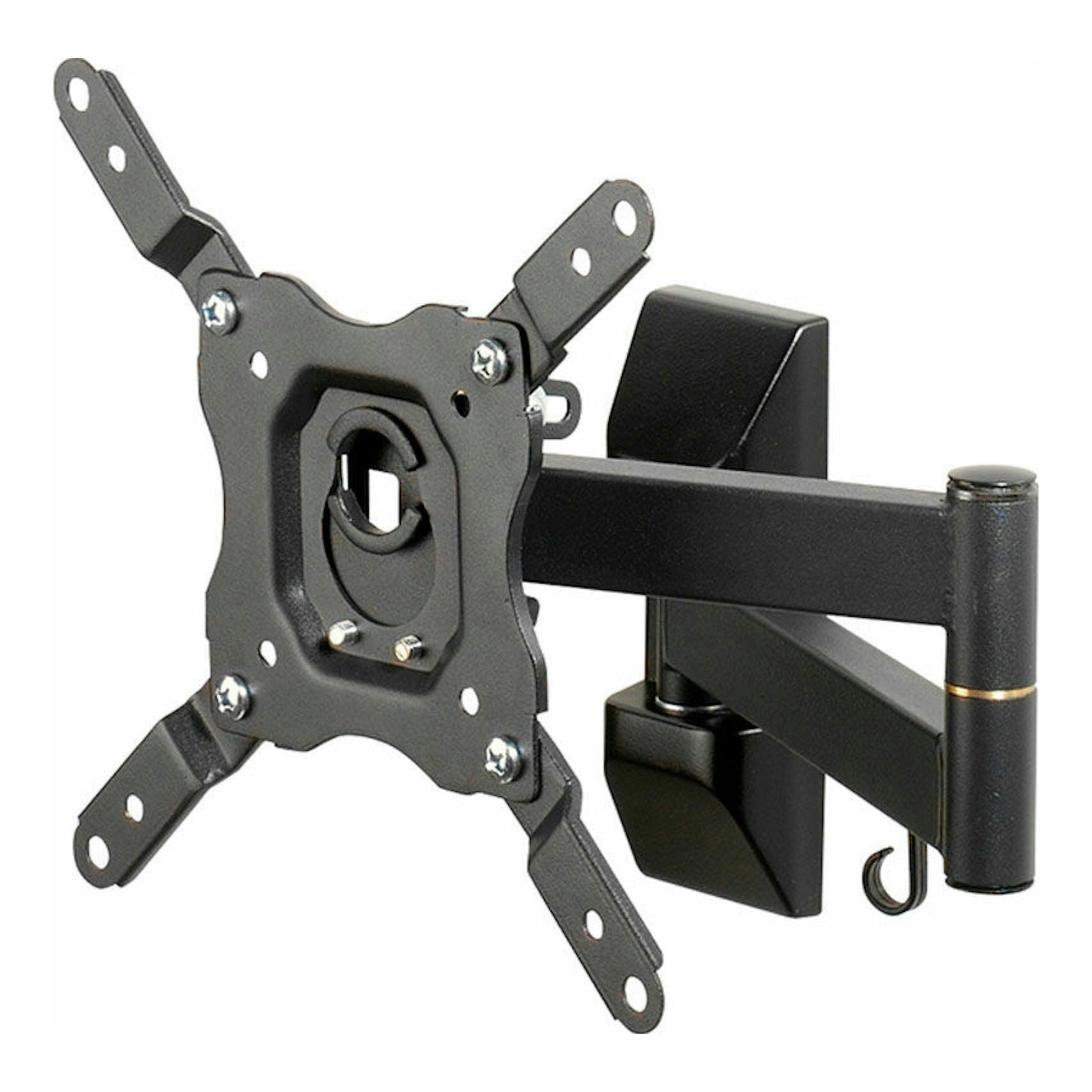 Soporte TV Vivanco BFMO 6020 negro, vista frontal en ángulo, brazo articulado para pared.