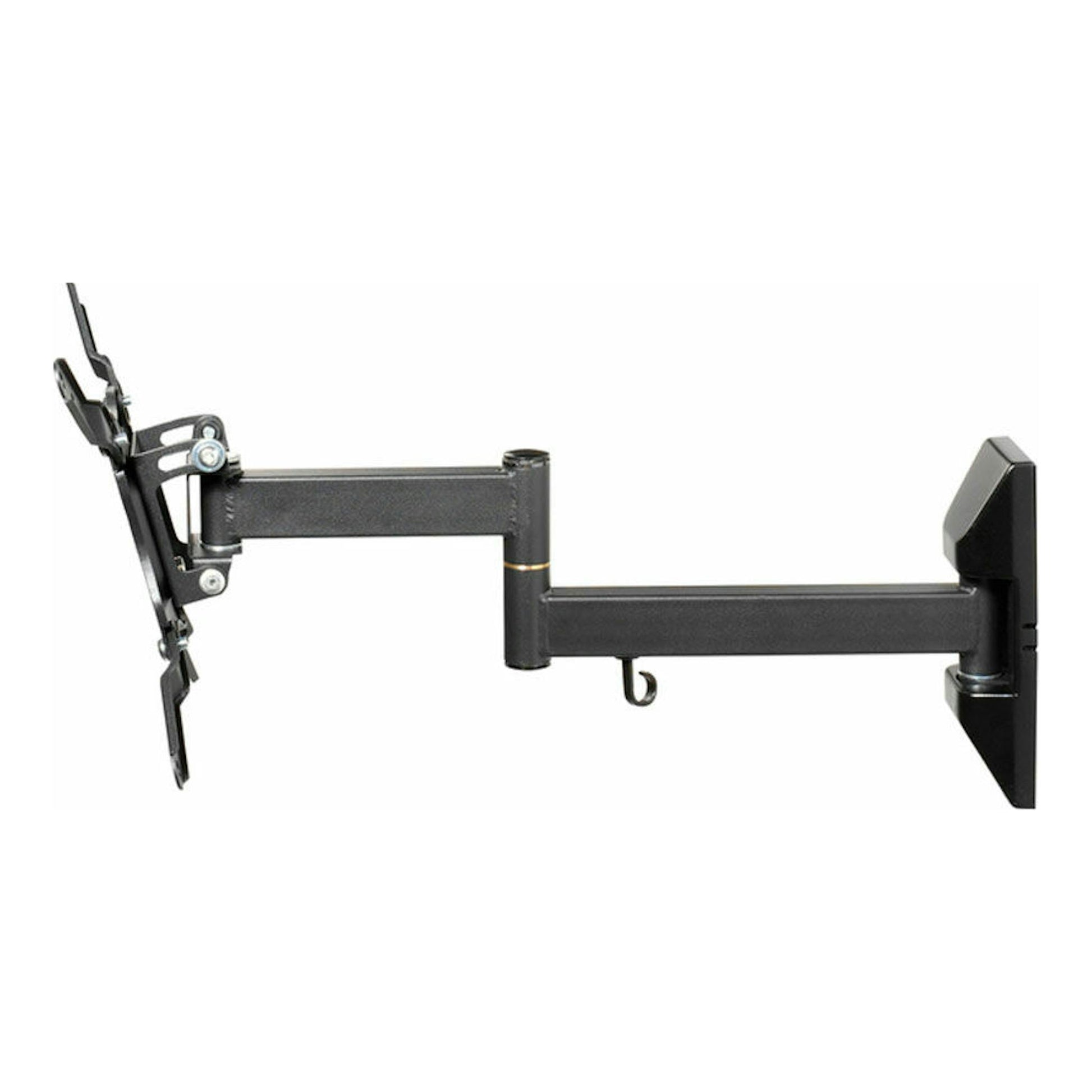 Soporte TV Vivanco BFMO 6020 negro, soporte articulado de pared en vista lateral sobre fondo blanco.