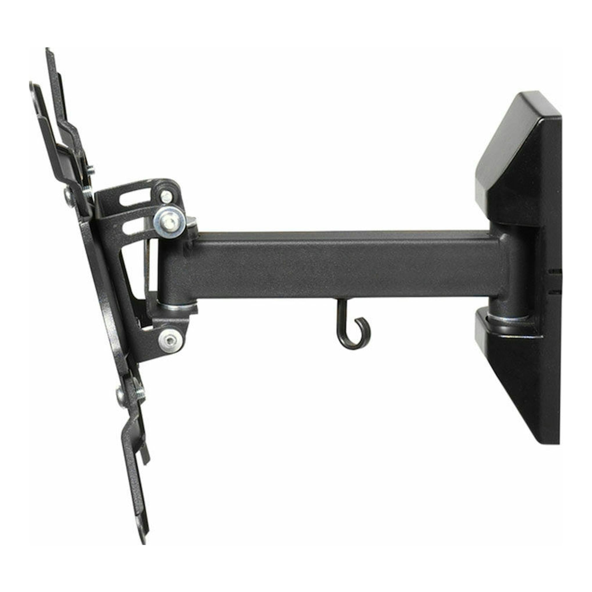 Soporte TV Vivanco BMO 6020 negro, vista lateral, brazo articulado para pared.
