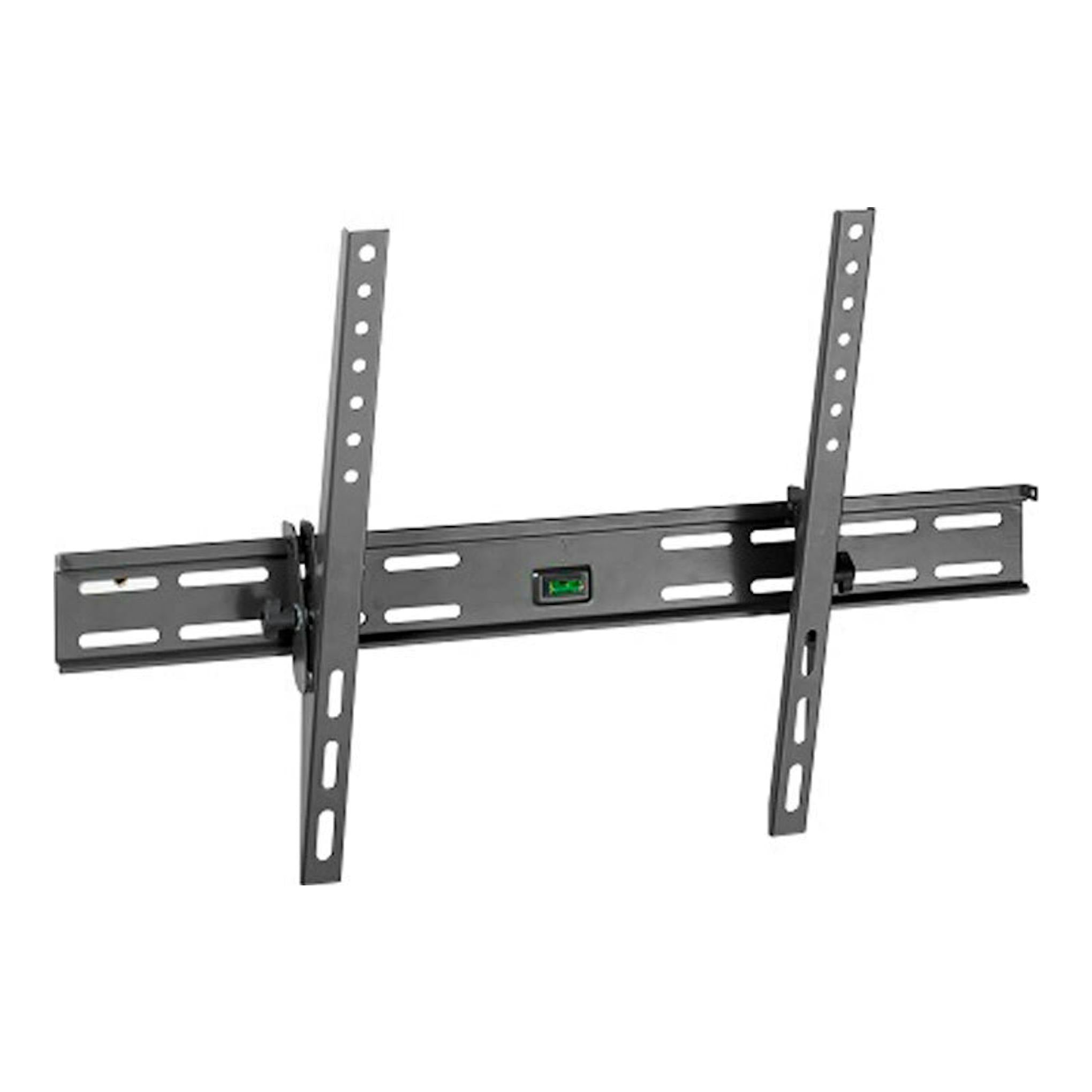 Soporte de pared para TV Vivanco BTI8060, negro, vista frontal con dos brazos verticales.