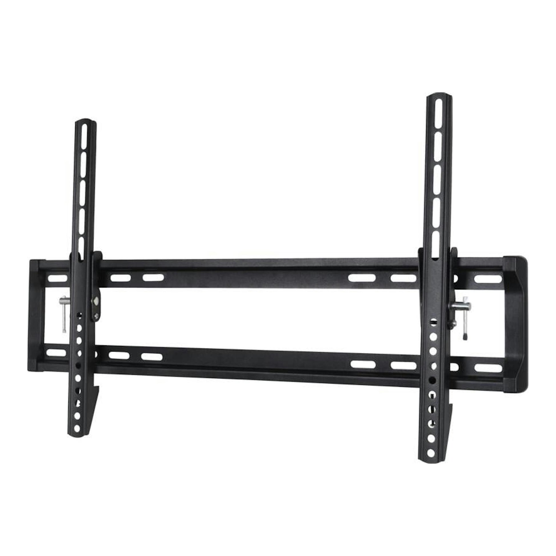 Soporte de pared para TV Vivanco VVTVTIL65INCH50KG, negro, vista frontal, inclinable.