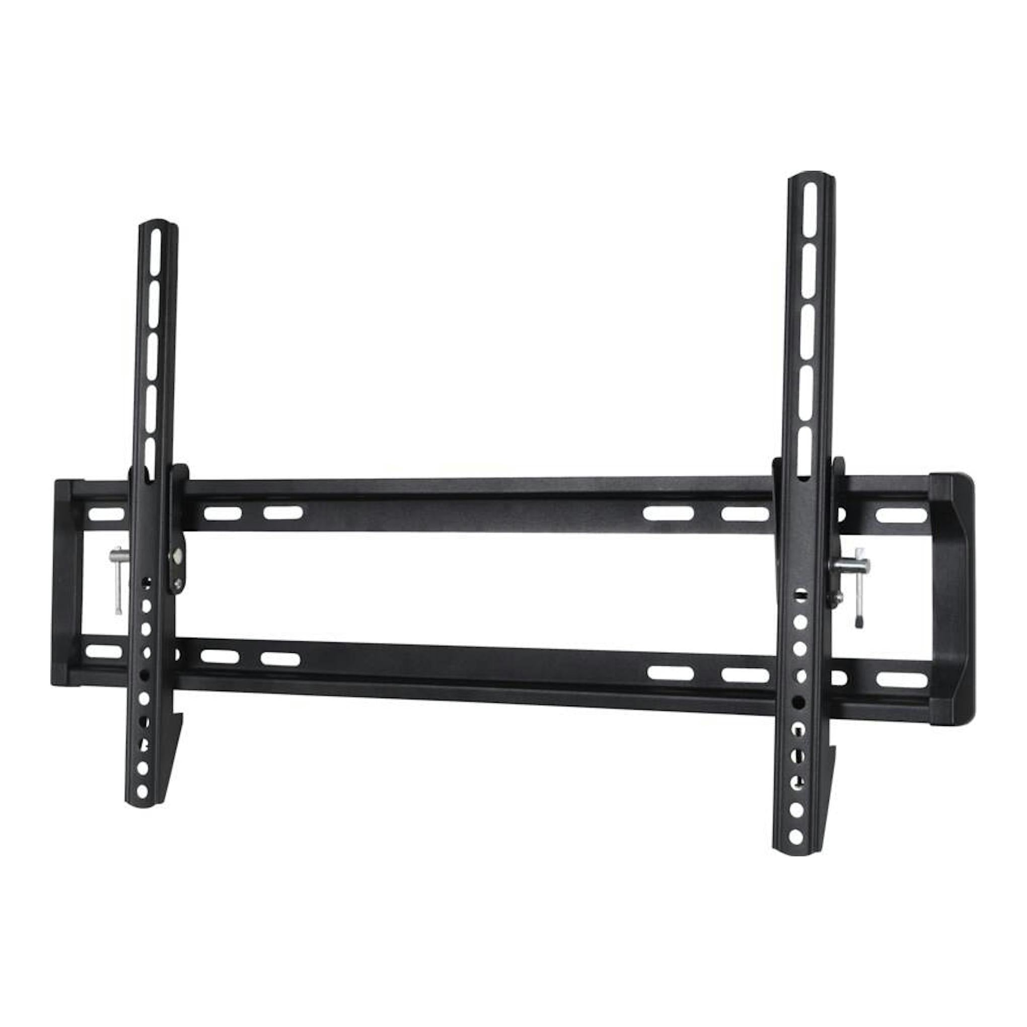 Soporte de pared para TV Vivanco VVTVTIL65INCH50KG, negro, vista frontal, inclinable.